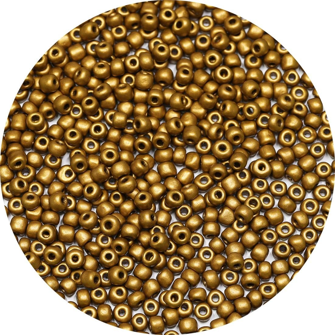 Matte Golden Color 4mm Seed Beads About 1200pcs/100Grams in Bag, 6/0 Glass Craft