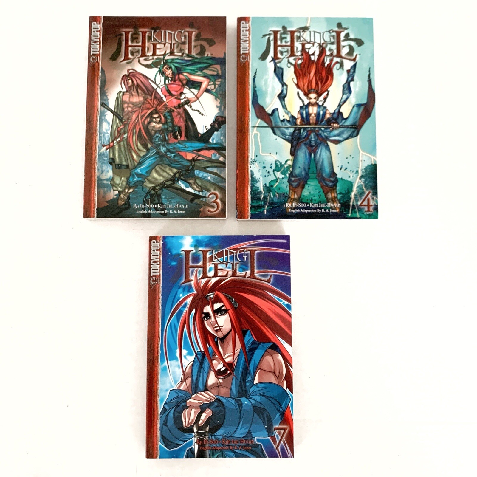 King of Hell Manga Lot Volume 3, 4, & 7 Shonen Manhwa, English Ra In-Soo Action