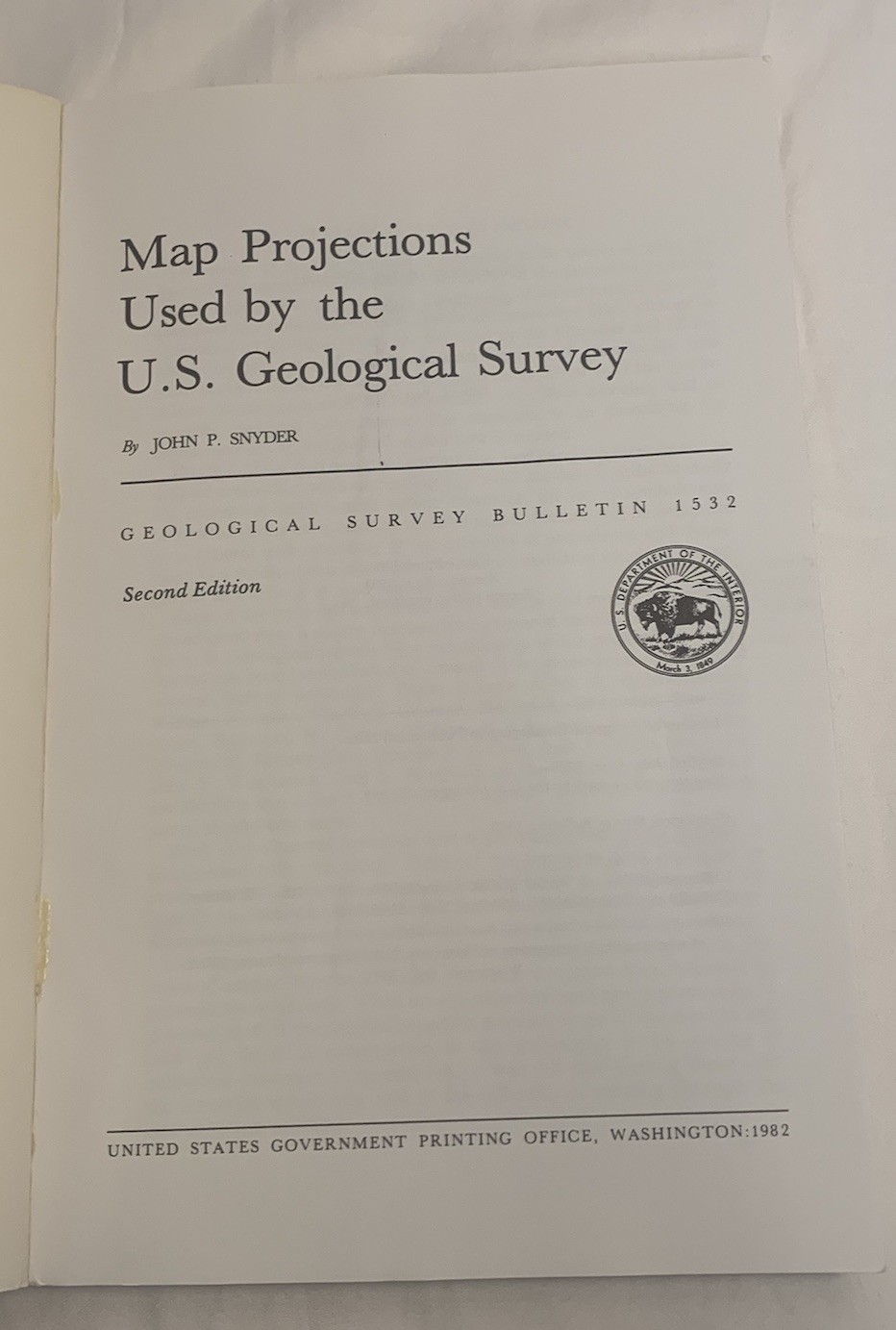 Map Projections Used by the U.S. Geological Survey/Bulletin No. 1532 w/map
