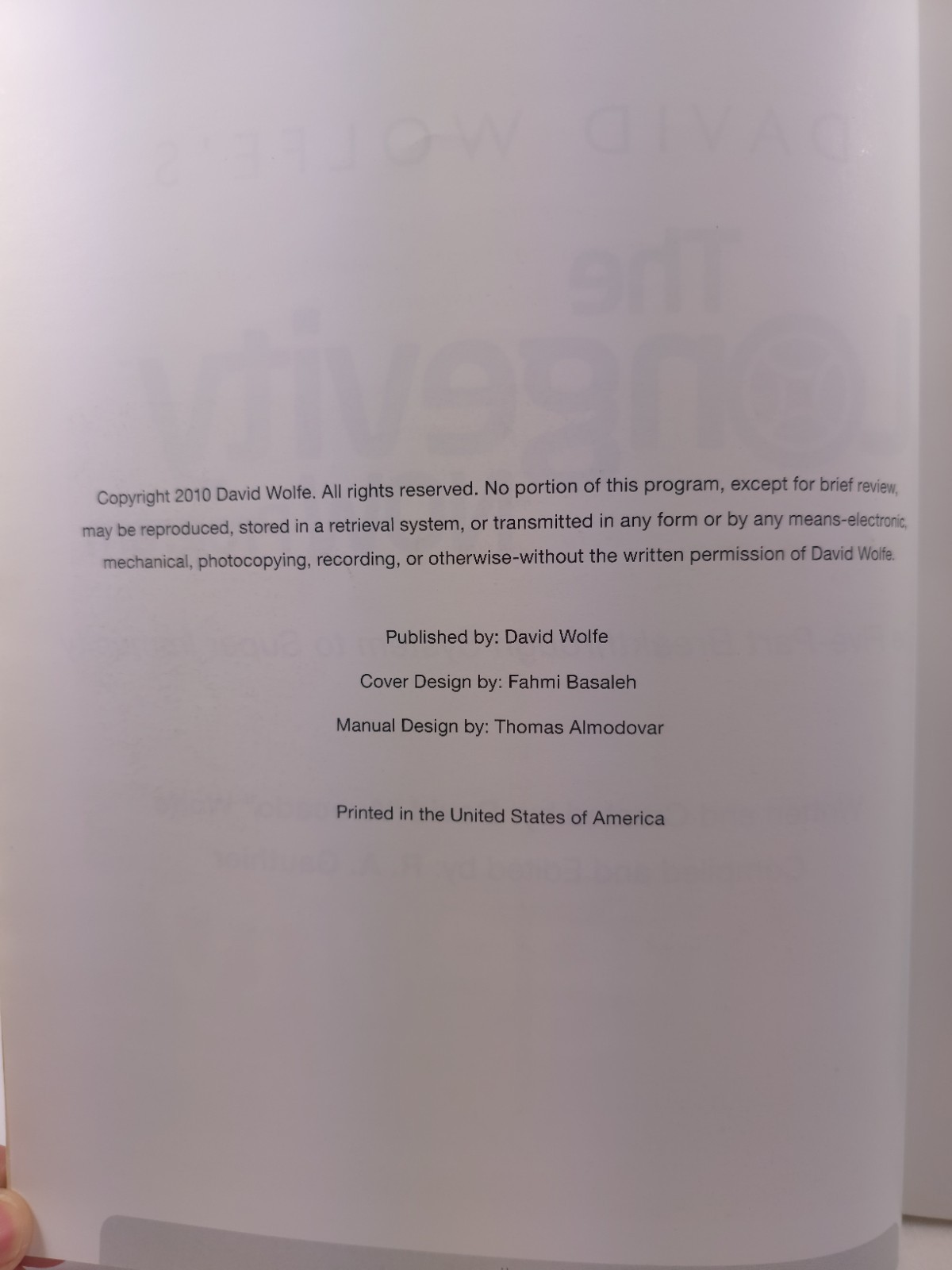 David Wolfe’s The Longevity Now Program Manual & 9 CD Set 2010