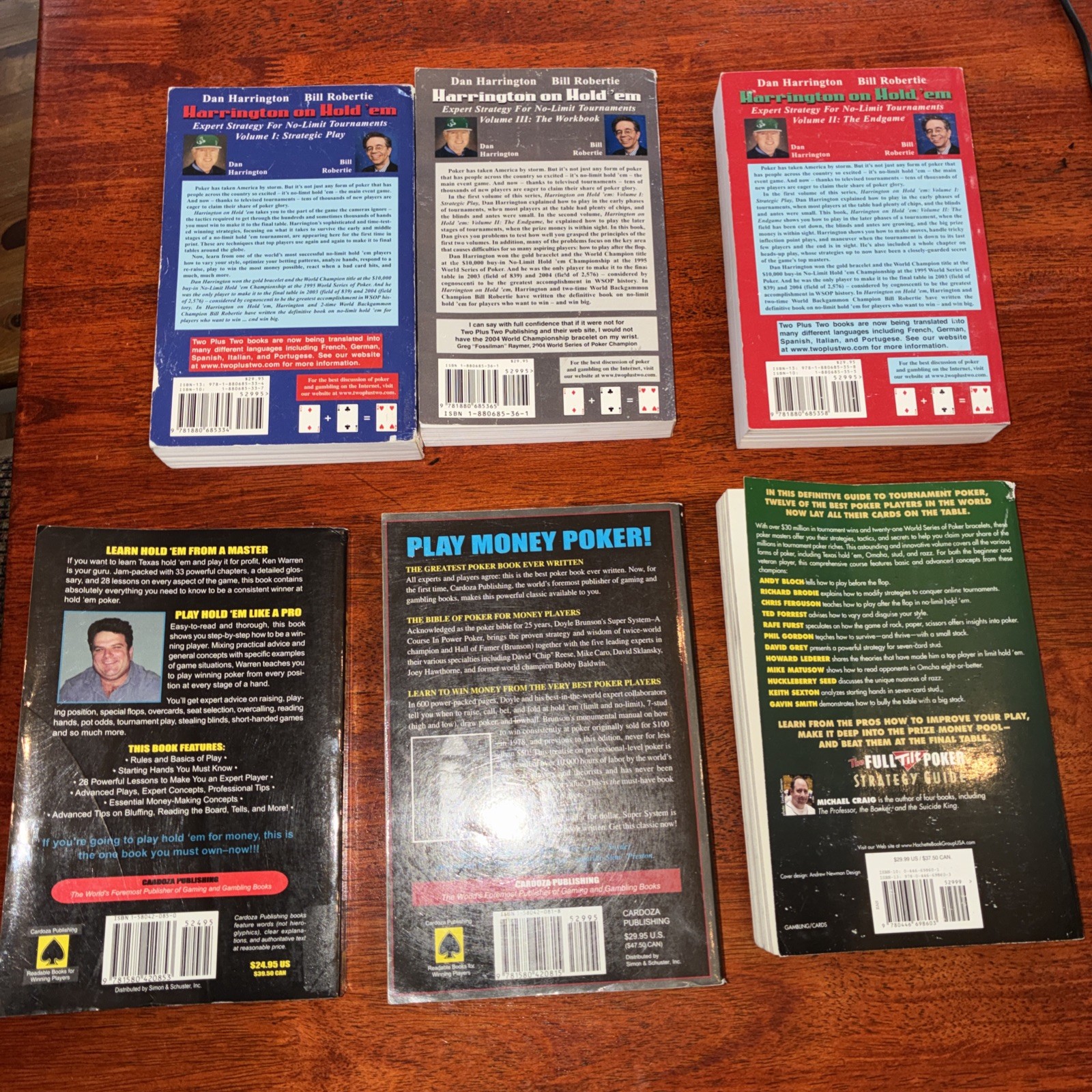 Lot of 6 Poker/Texas Hold’em, Harrington, Warren, Brunson, Craig