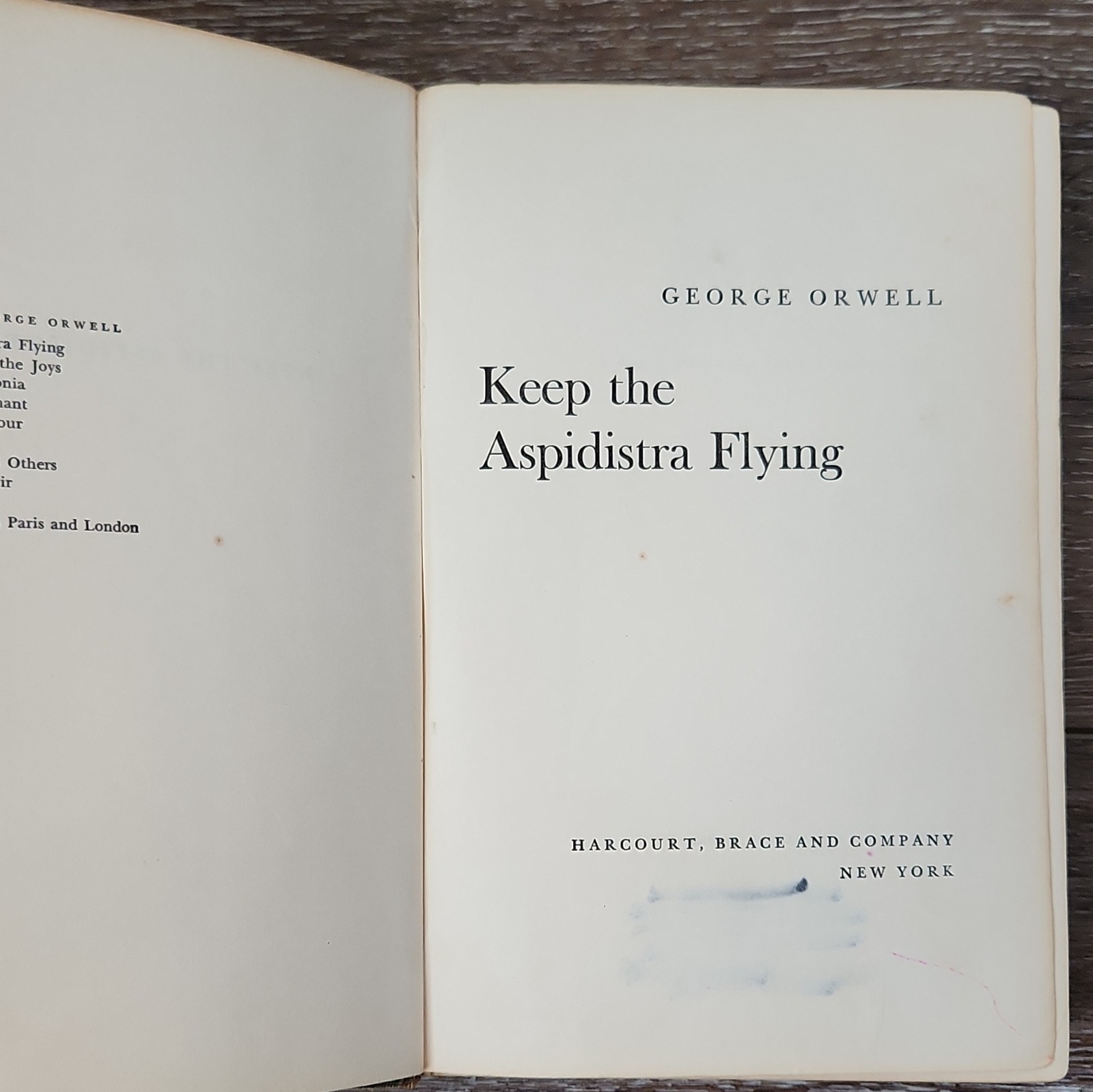 George Orwell Keep the Aspidistra Flying HC DJ Harcourt Brace Ex-Lib Vtg 1st Ed?