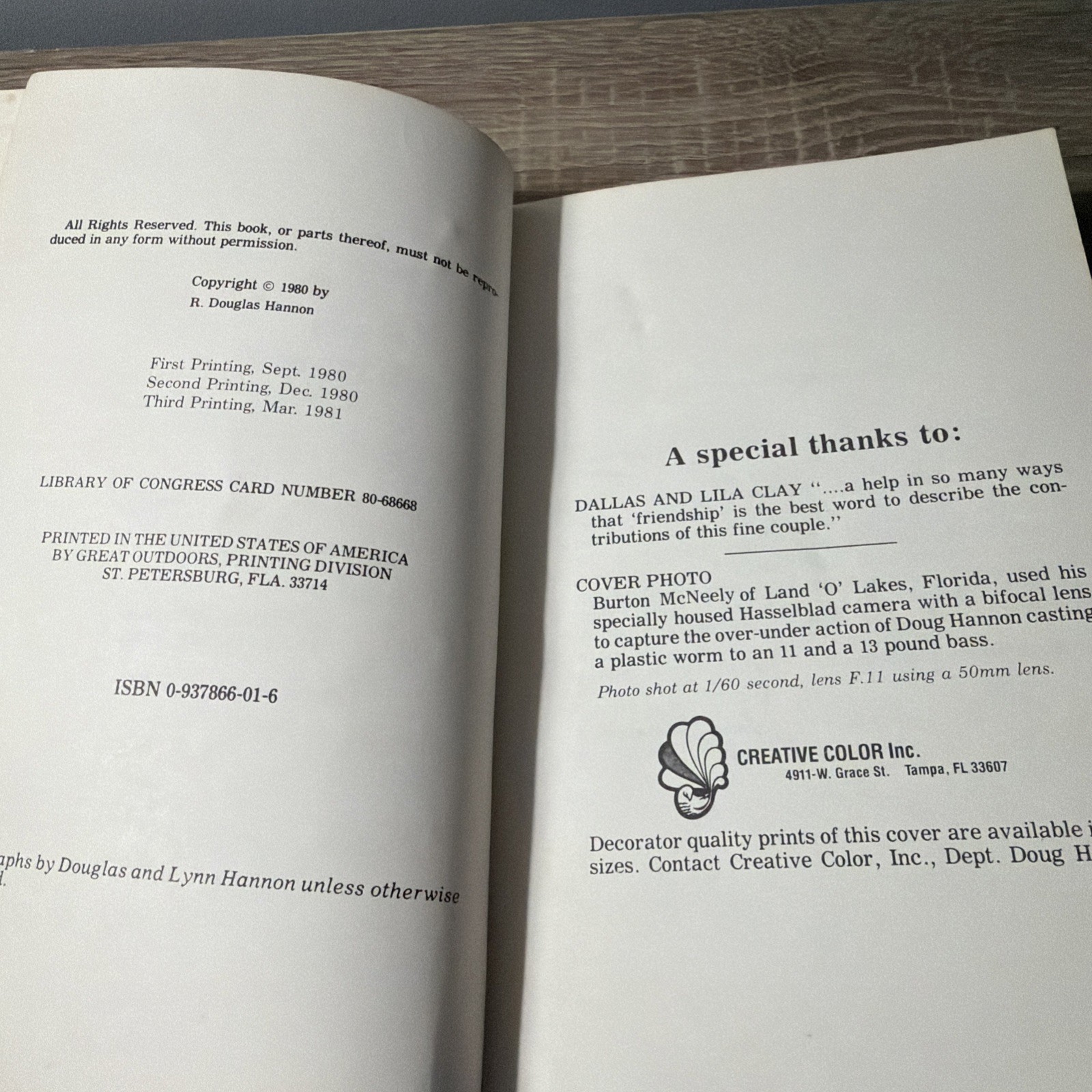 Doug Hannon’s Field Guide for Bass Fishing by R. Douglas Hannon Third Printing
