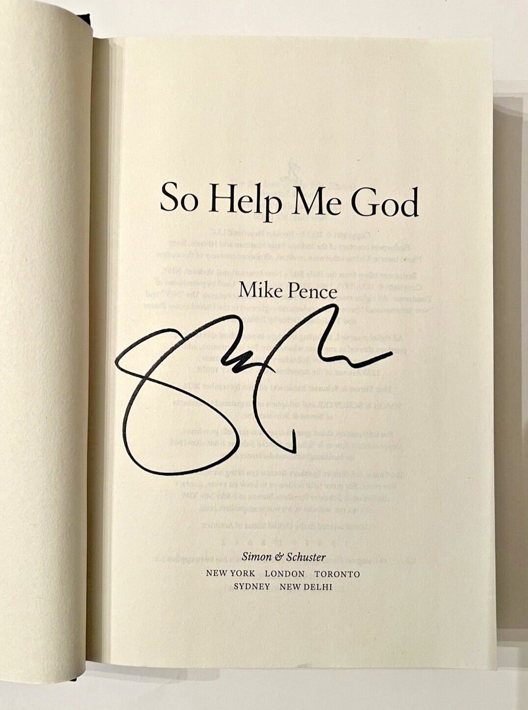 SO HELP ME GOD Mike Pence FLAT SIGNED 2022 First Edition First Printing HC DJ