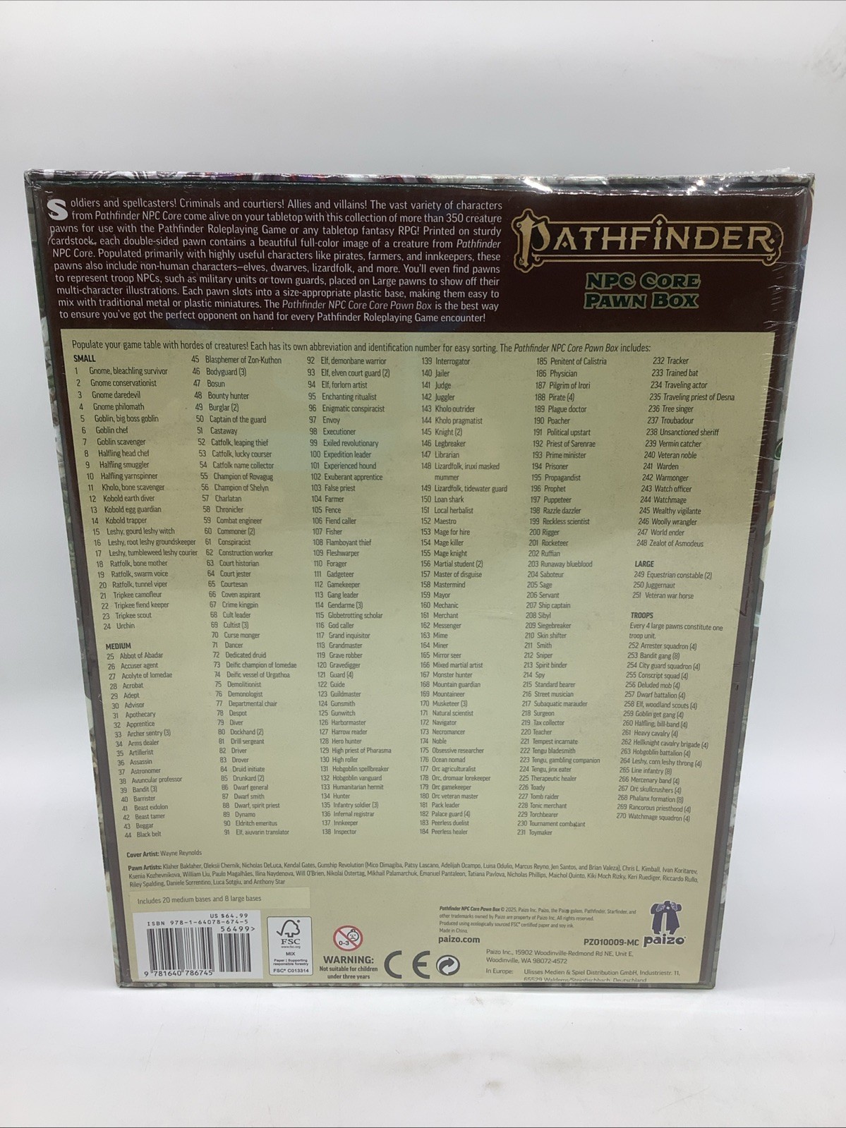 Pathfinder NPC Core Pawn Box by Paizo Staff (2025, Book, Other) NIB