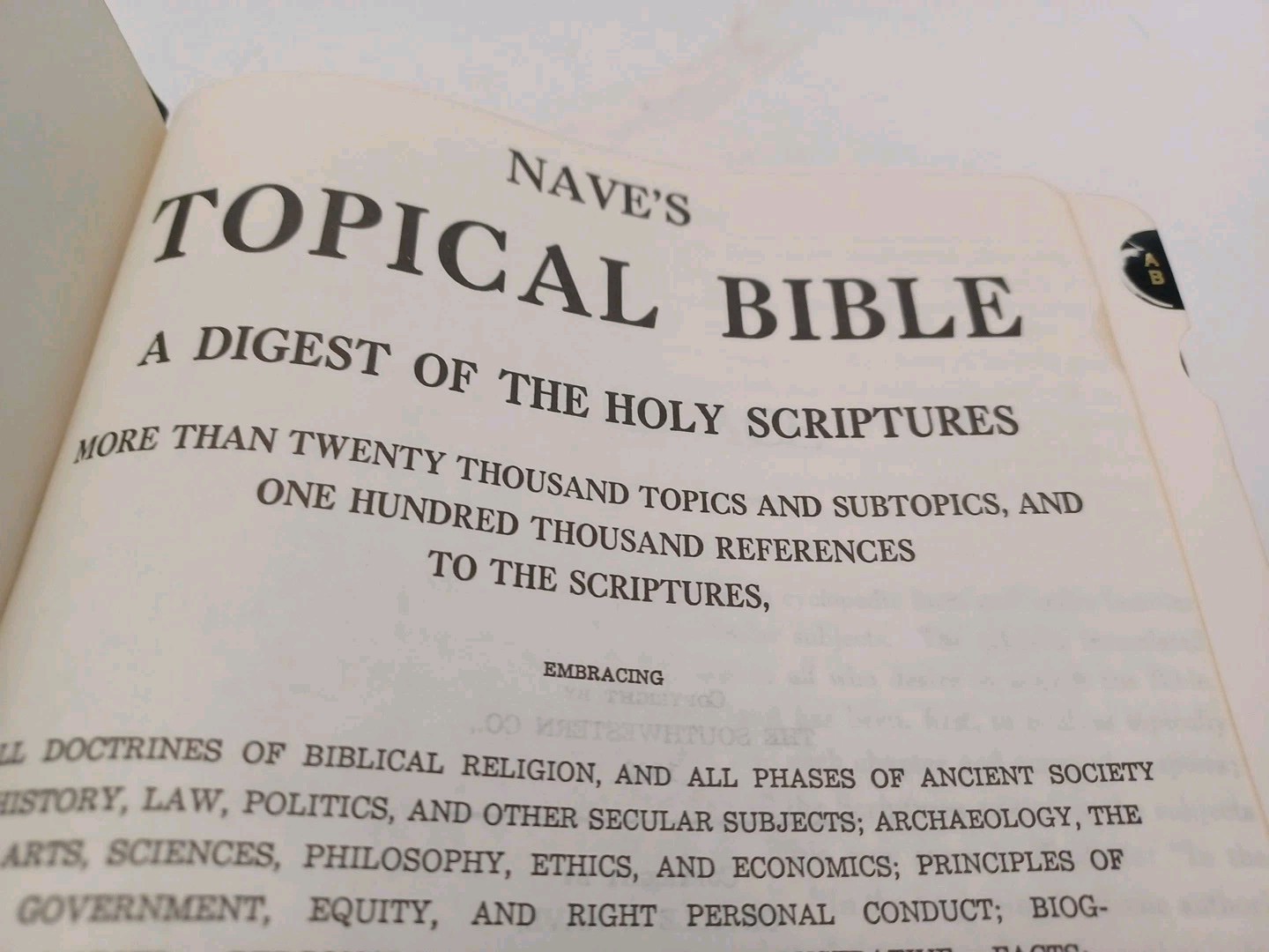 Nave’s Topical Bible Digest Black Leather Bound Thumb Indexed 1962 Southwestern