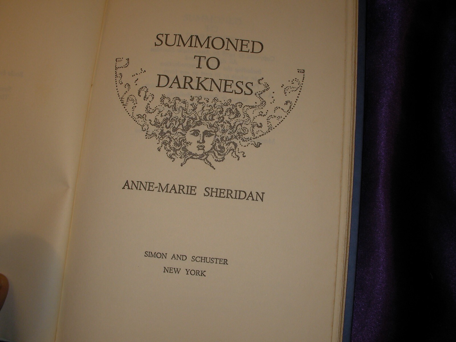 HB HC Book Summoned to Darkness Anne-Marie Sheridan 1978 Simon & Schuster