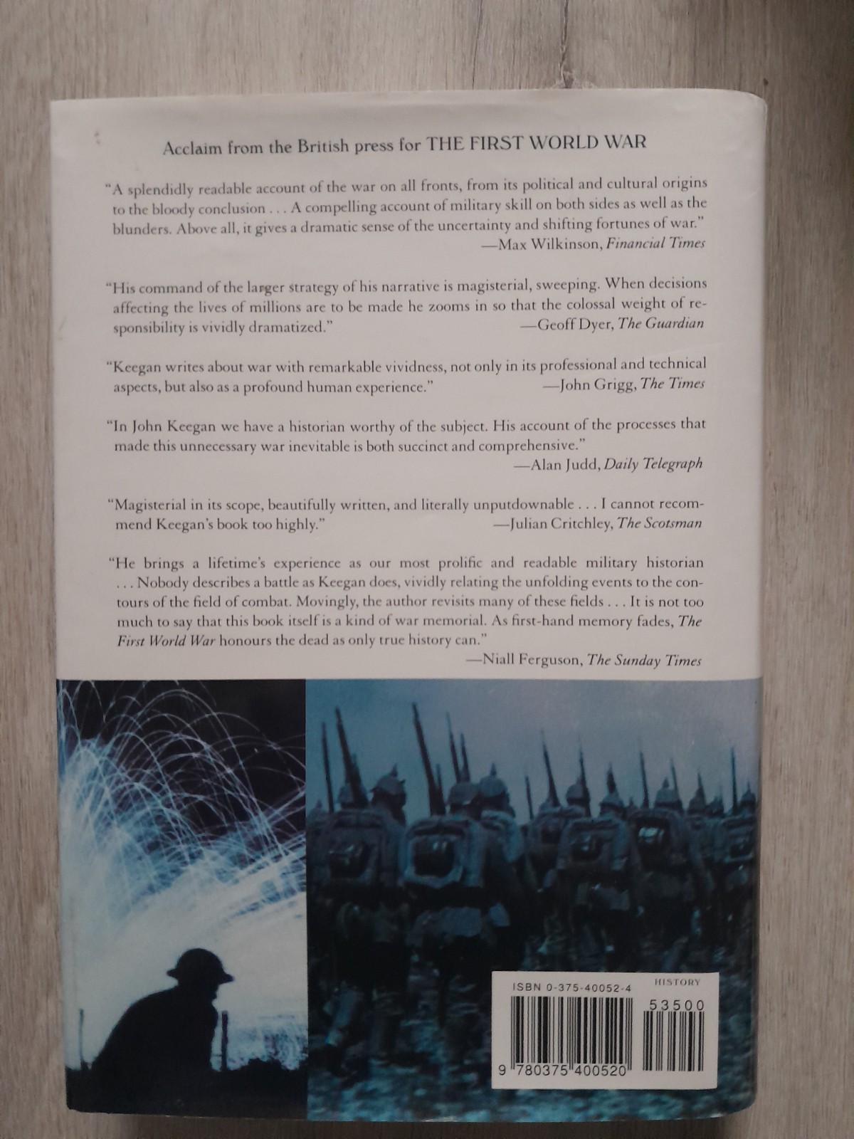 1999 “The First World War” by John Keegan, 5th Printing Hardcover Book