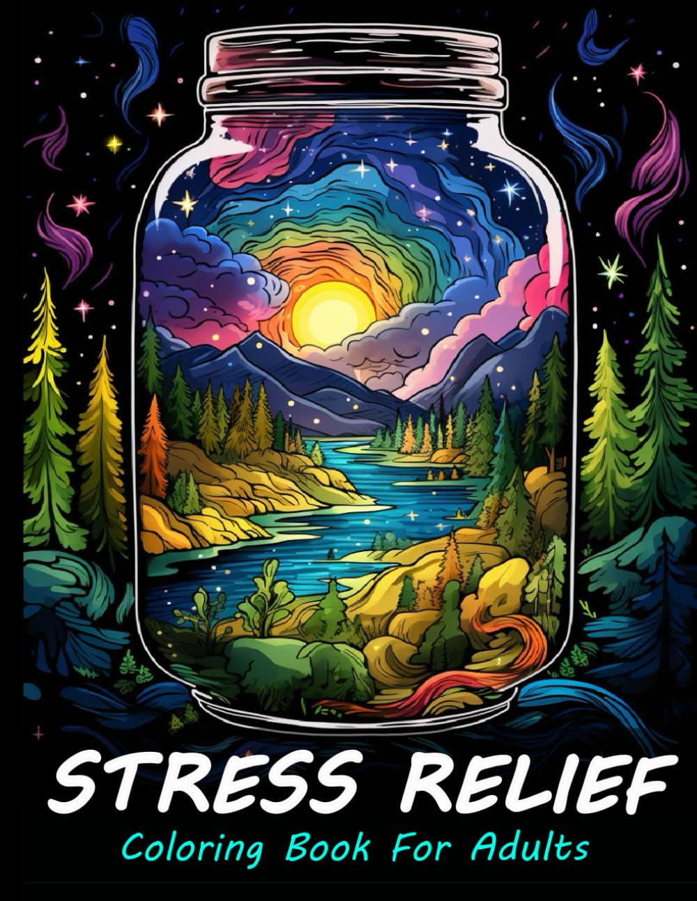 Stress Relief Coloring Book for Adults: Large Print Adult Colouring Book with