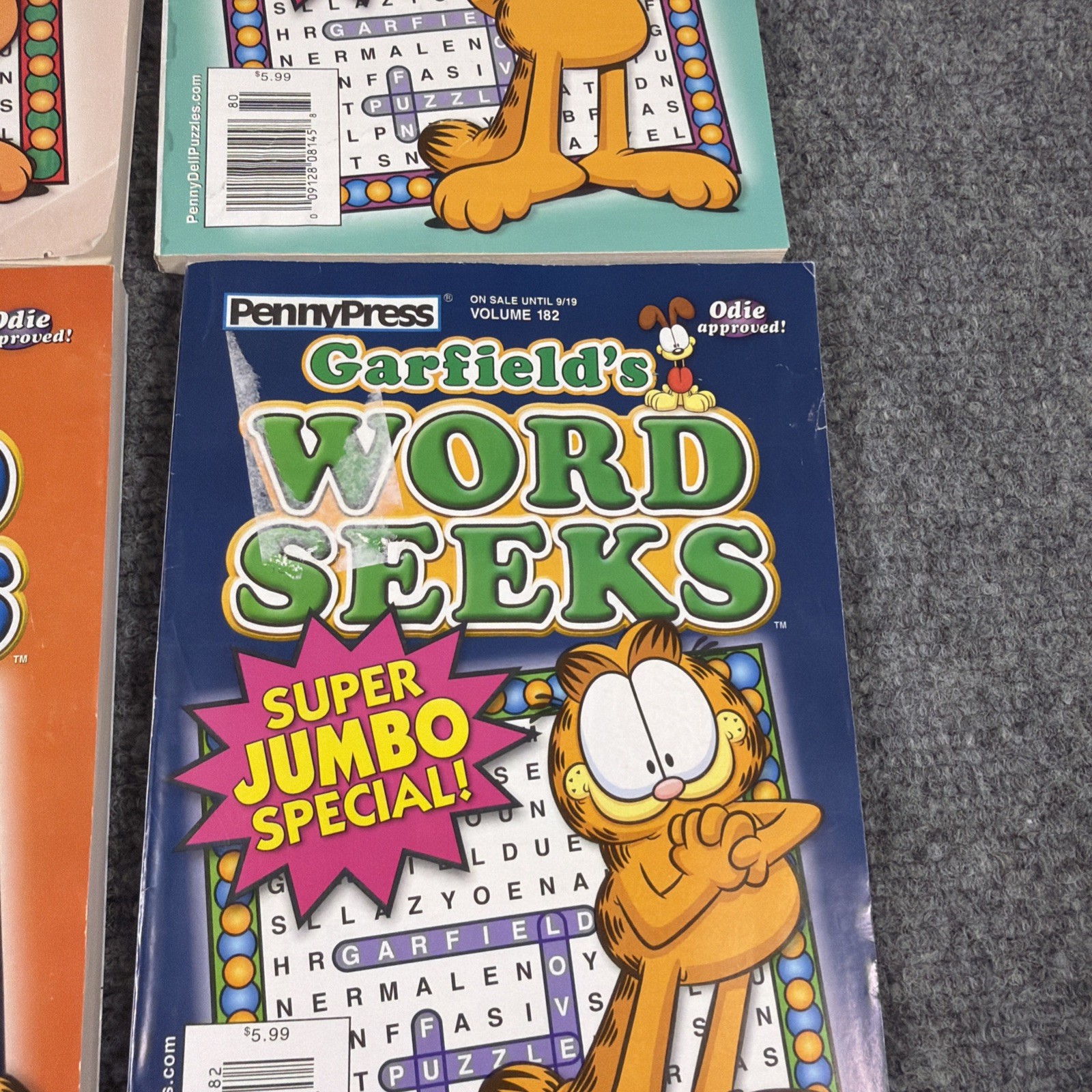 Penny Press Dell GARFIELD 4 Super Jumbo Word Seek Search Puzzle Books READ