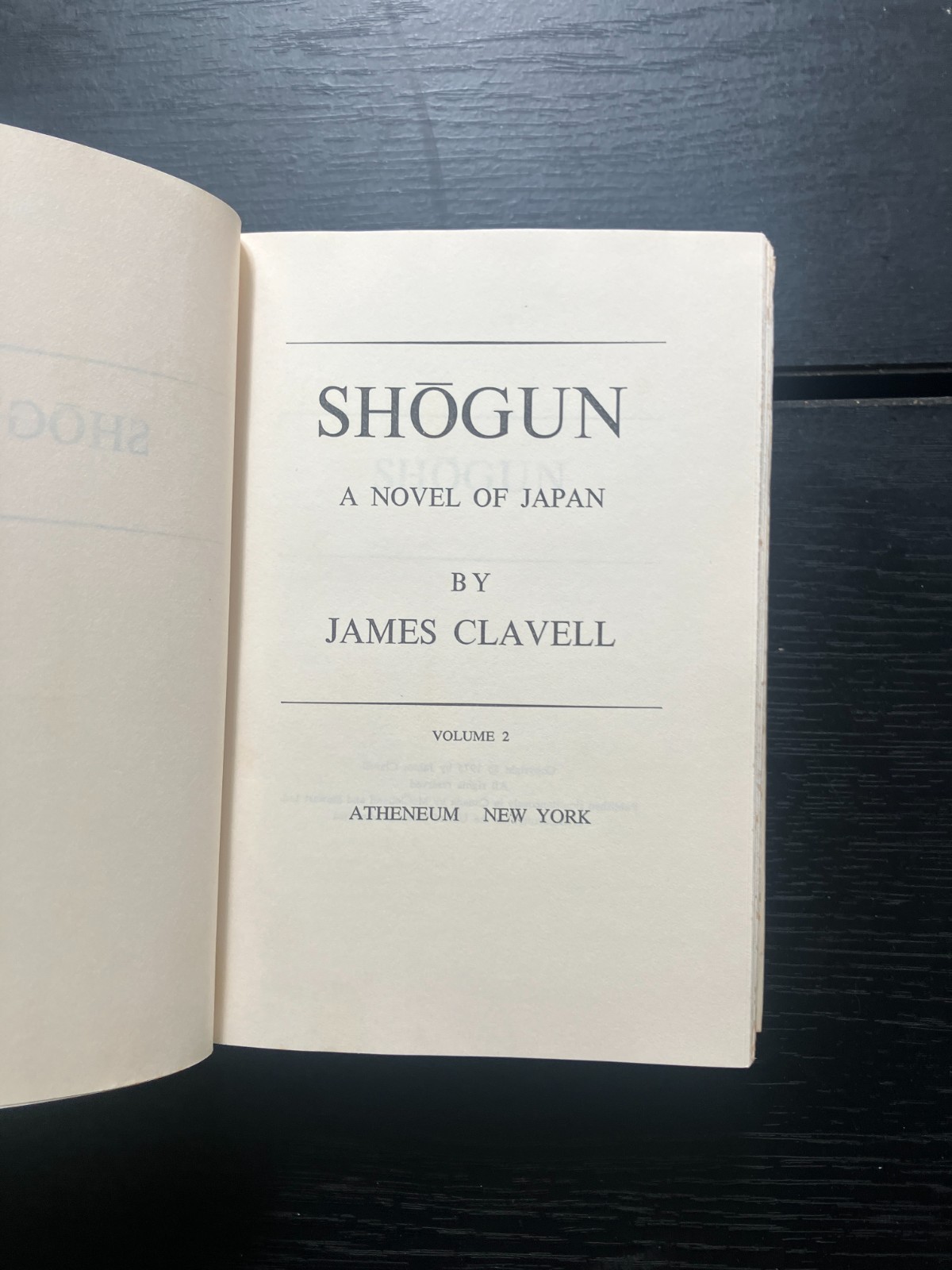 Shogun: A Novel Of Japan Volume 2, James Clavell, 1975, BCE, HC DJ