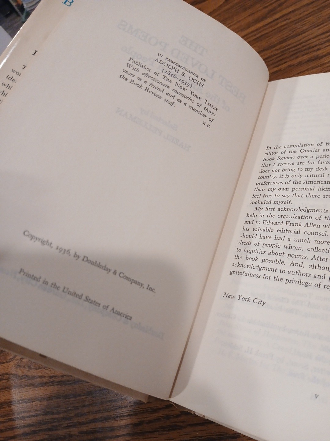The Best Loved Poems of the American People 1936 BCE Doubleday HC Hazel Felleman