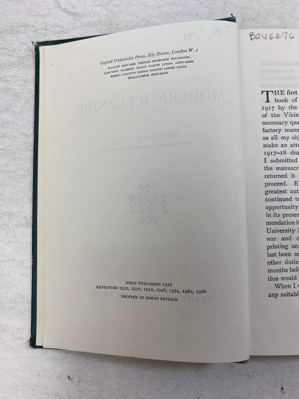 A Primer of Modern Icelandic by Jonsson Ex-library 1966 HC