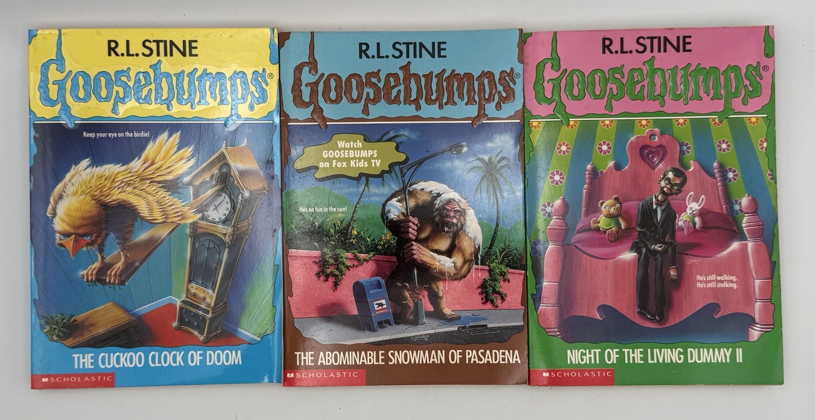 R.L. Stine Goosebumps Lot of 3 PB Books Night of the Living Dummy II Vintage