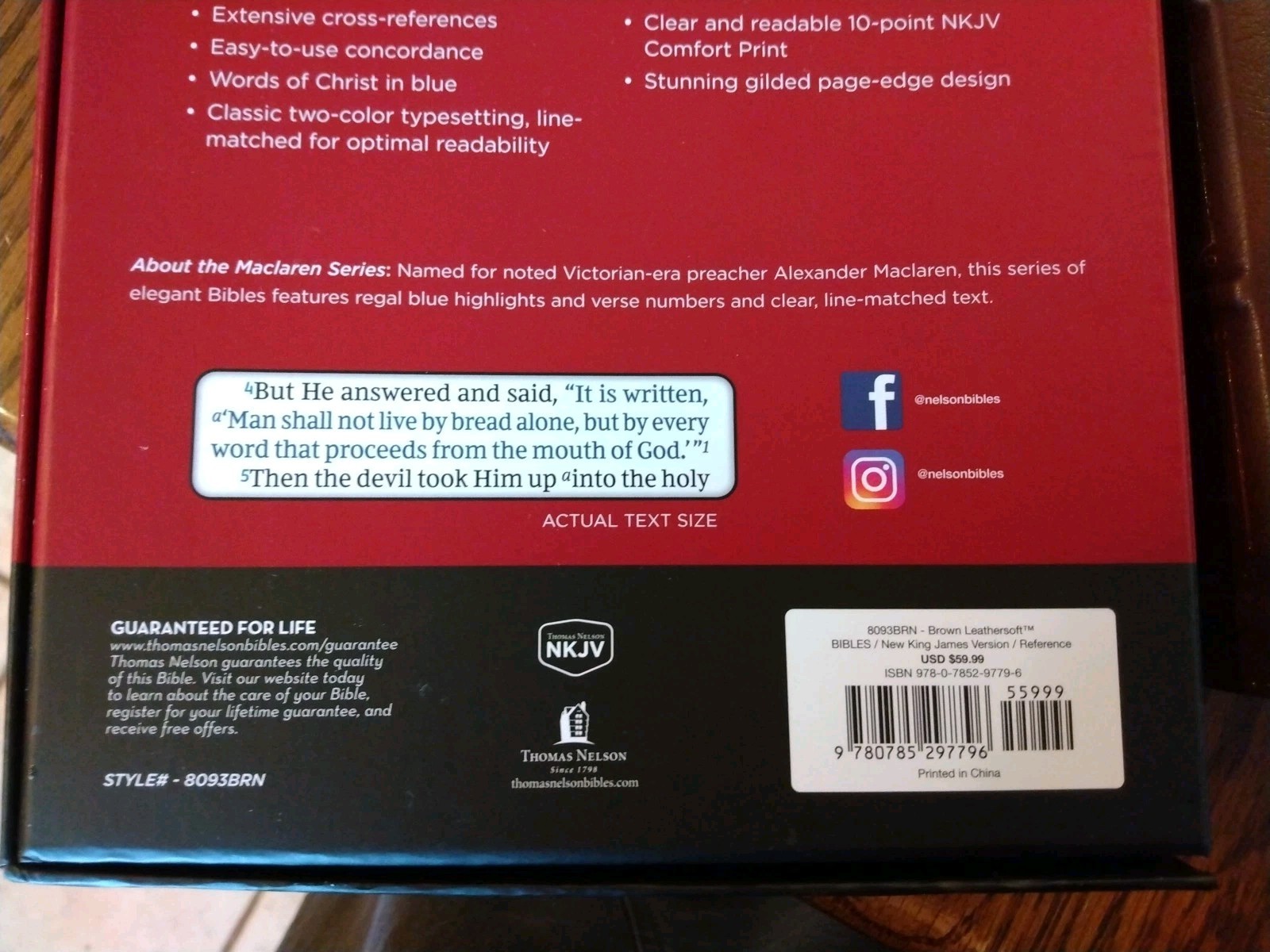 NKJV LARGE PRINT Thinline Reference Bible ~Retail $59.99~ Brown LeatherSoft
