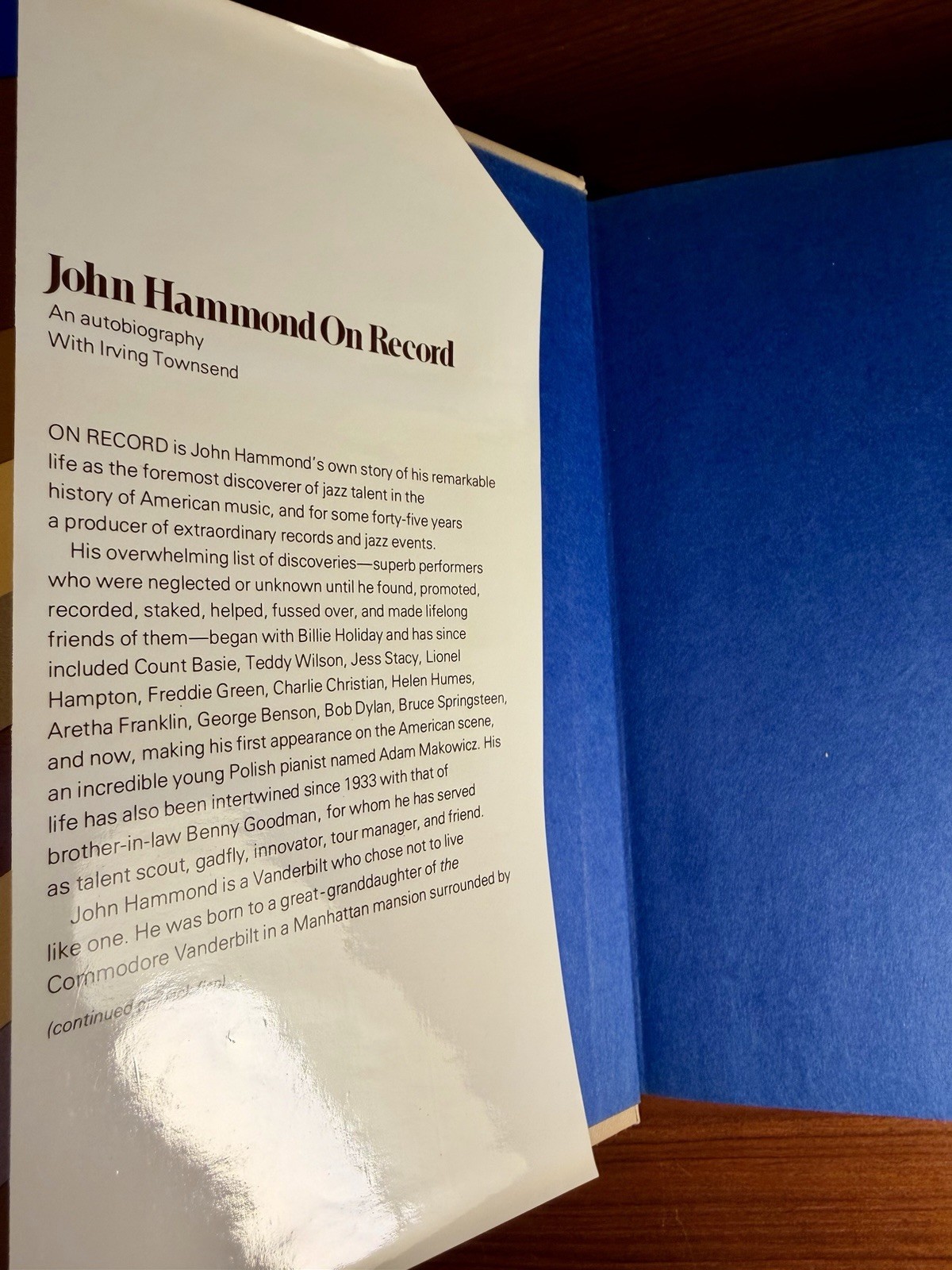 John Hammond on Record : An Autobiography w/ Irving Townsend Hardcover MUSIC