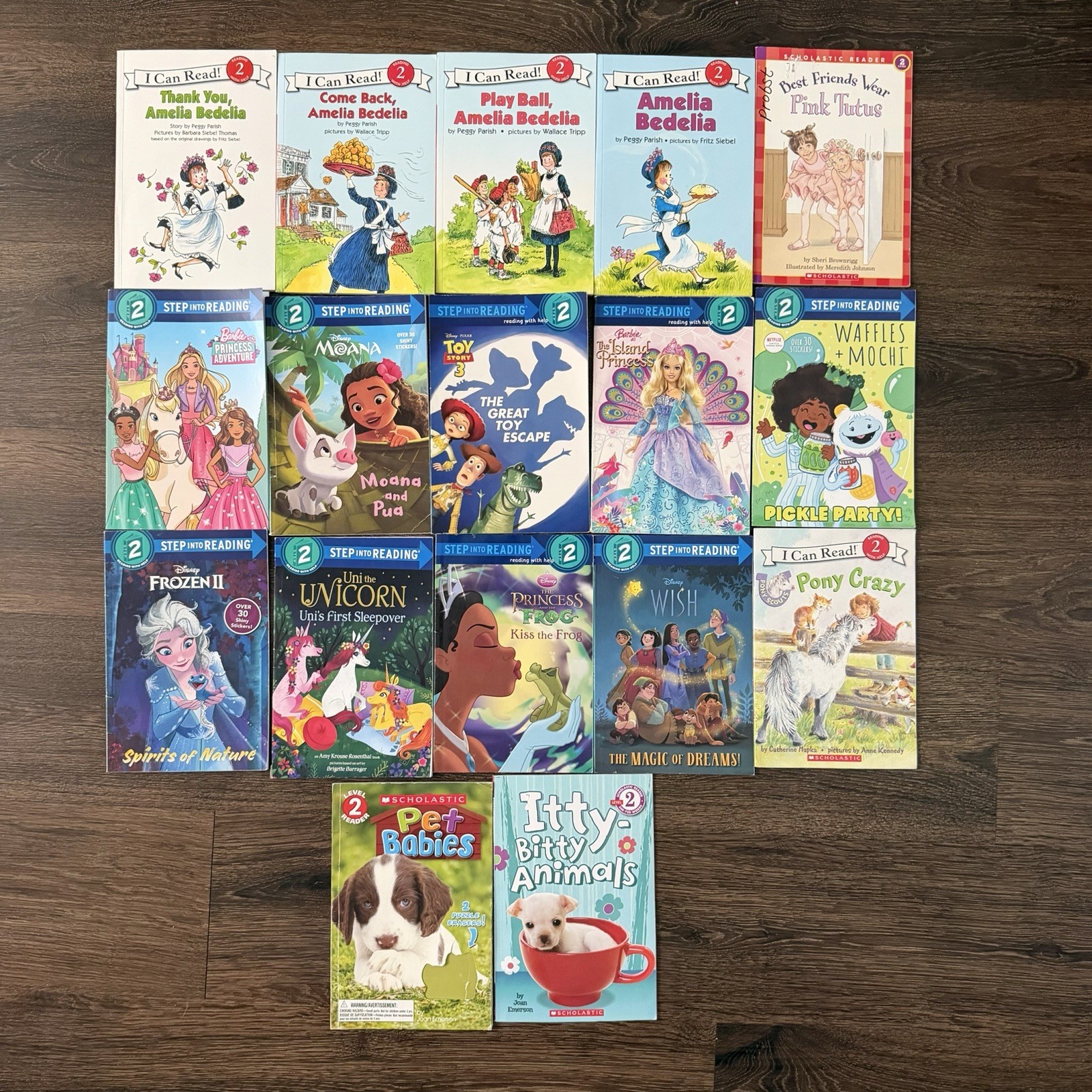 Girls Level 2 Reader Book Lot 17 Amelia Bedelia Disney Princess Moana