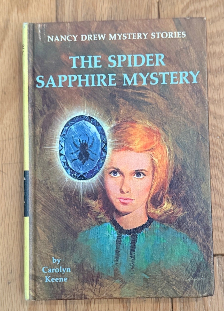 Nancy Drew #45 The Spider Sapphire Mystery Yellow Matte 1968 White Endpapers