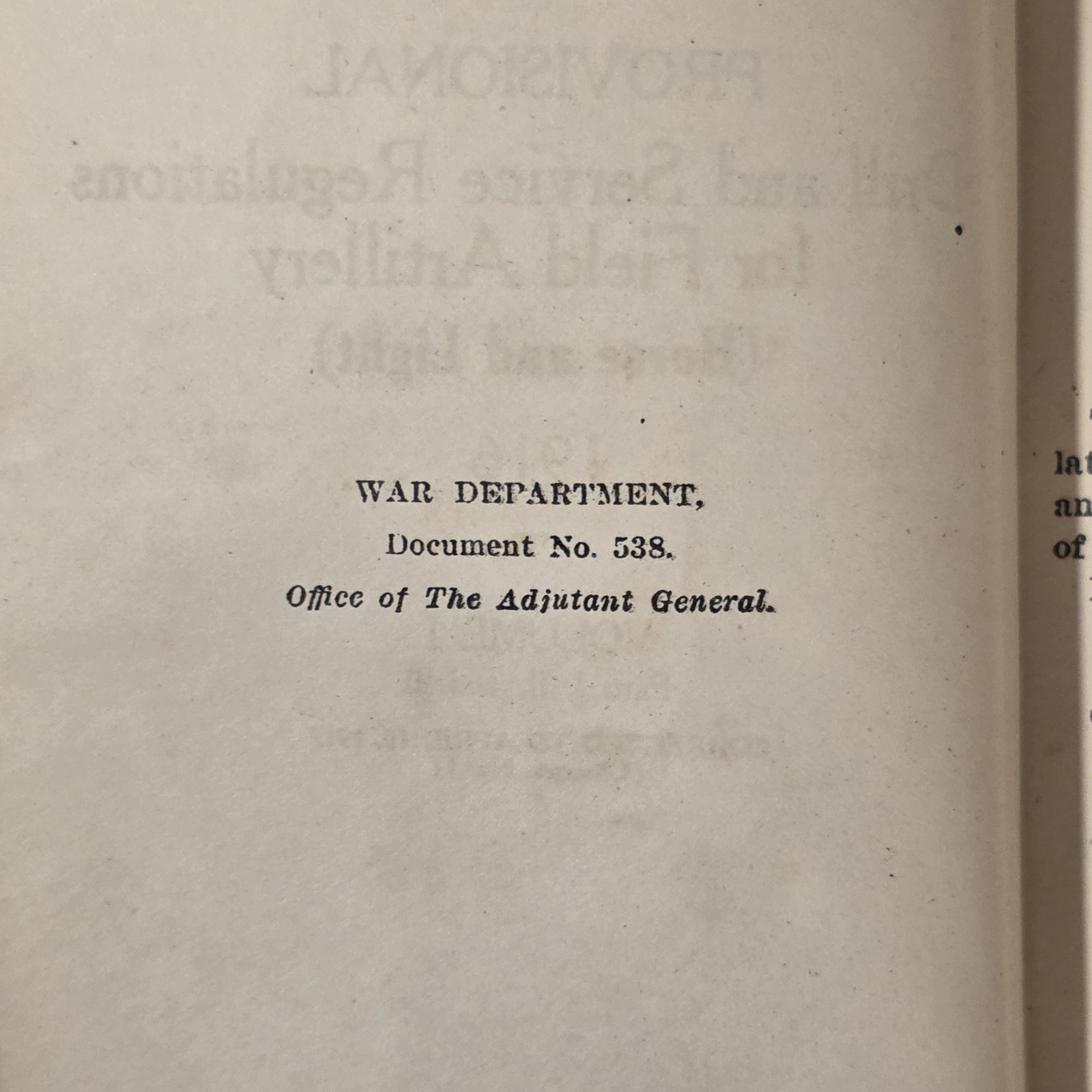 DRILL REGULATIONS FOR FIELD ARTILLERY (HORSE & LIGHT) US ARMY (PROVISIONAL) 1916