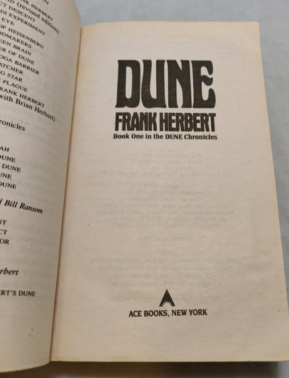Dune by Frank Herbert MM Paperback Ace 1990 John Schoenherr Variant Art
