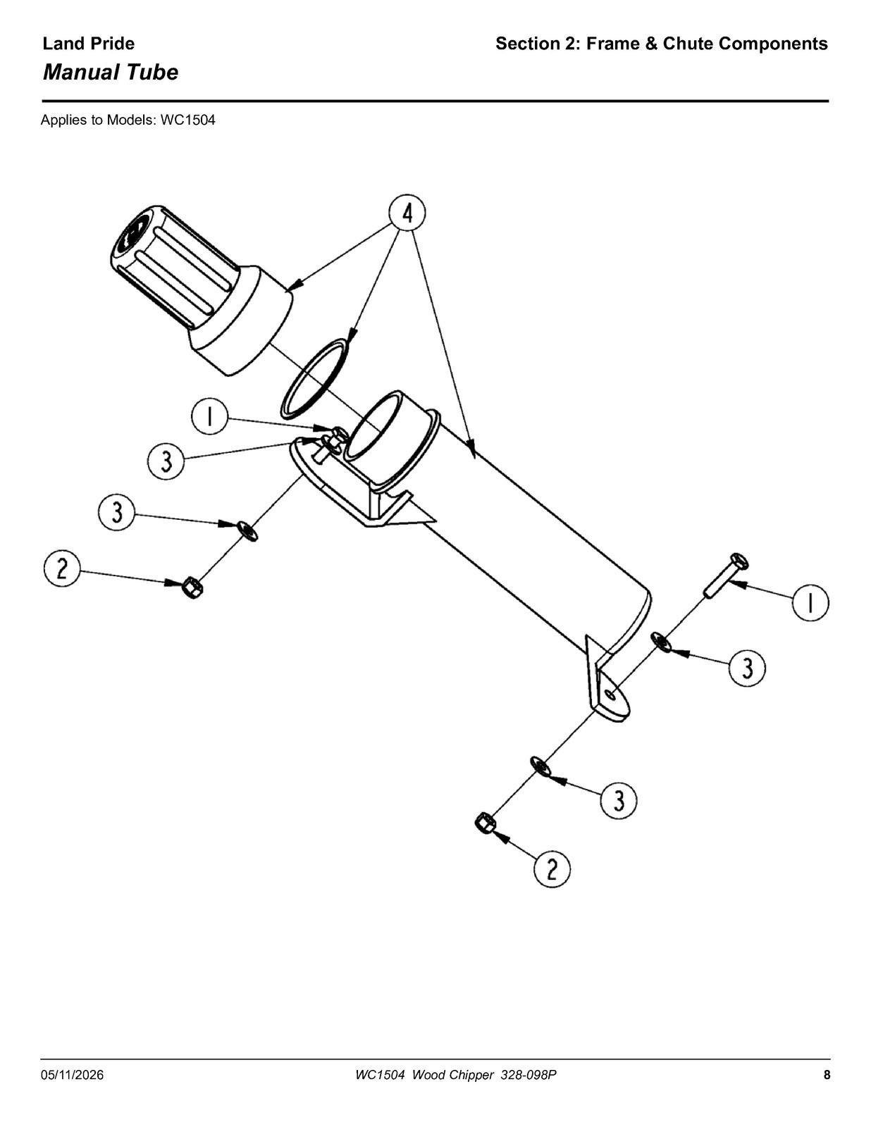 LAND PRIDE WC1504 Wood Chippers Parts Manual 2026 – WIRE BOUND – TOUGH COVERS
