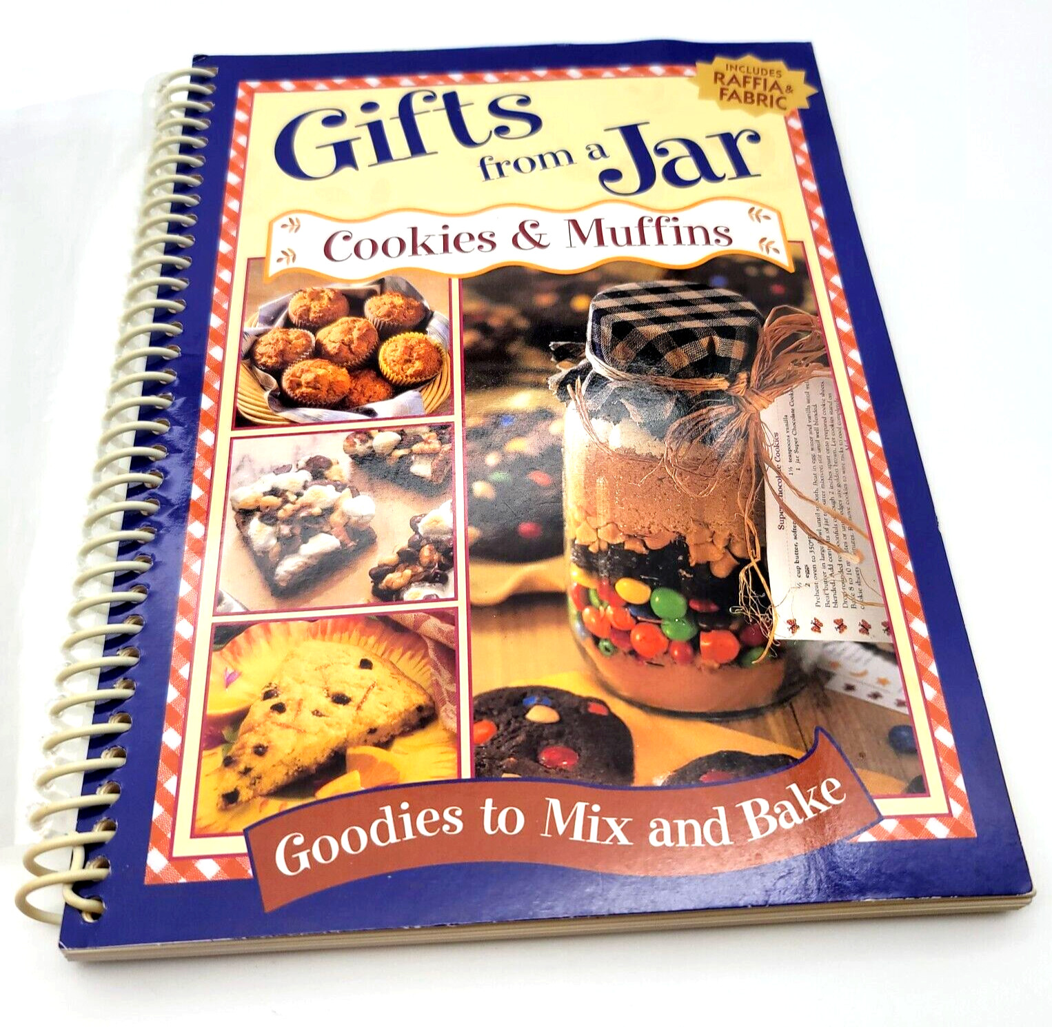 Gifts from a Jar Cookies & Muffins Spiral Bound w/Raffia Fabric & Recipe Cards
