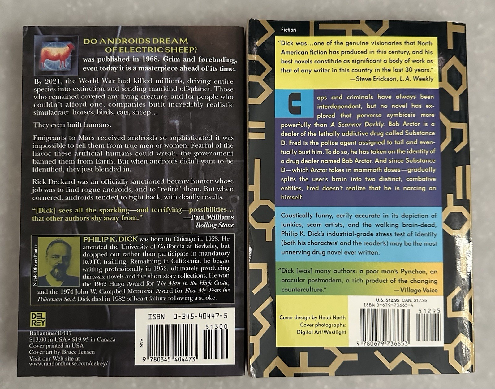 Philip K Dick 2 Book Lot (Do Androids Dream/A Scanner Darkly) 1990s Sci-Fi PBs