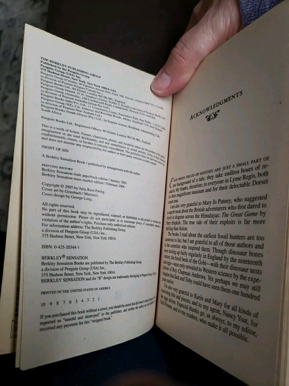 Night of Sin by Ross, Julia Paperback Book 323 Pages