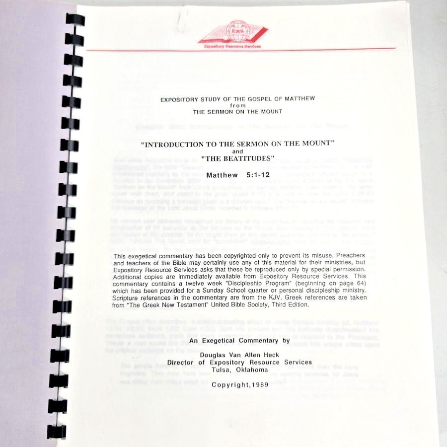 Expository Study Gospel Matthew Sermon On Mount Bible Commentary Heck 1989 Vtg