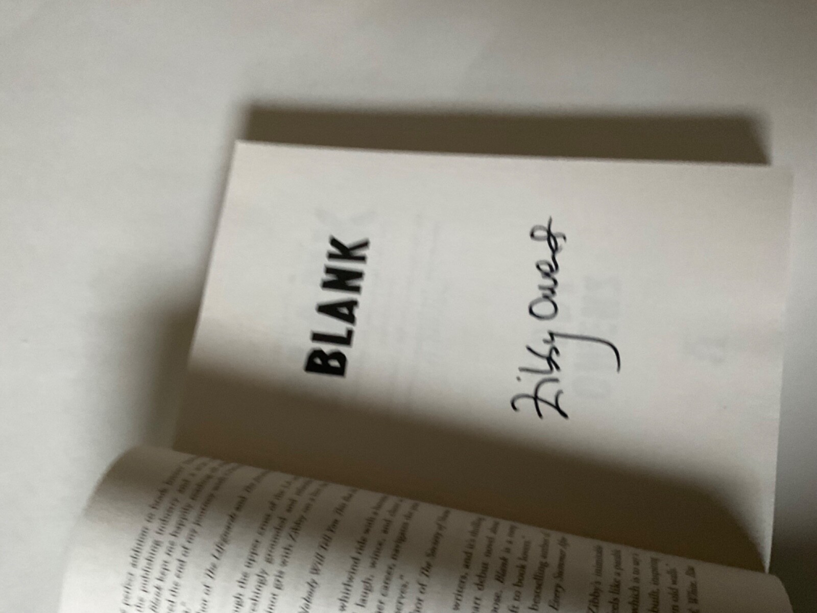 *SIGNED* Blank : A Novel by Zibby Owens (2024, Trade Paperback) NEW