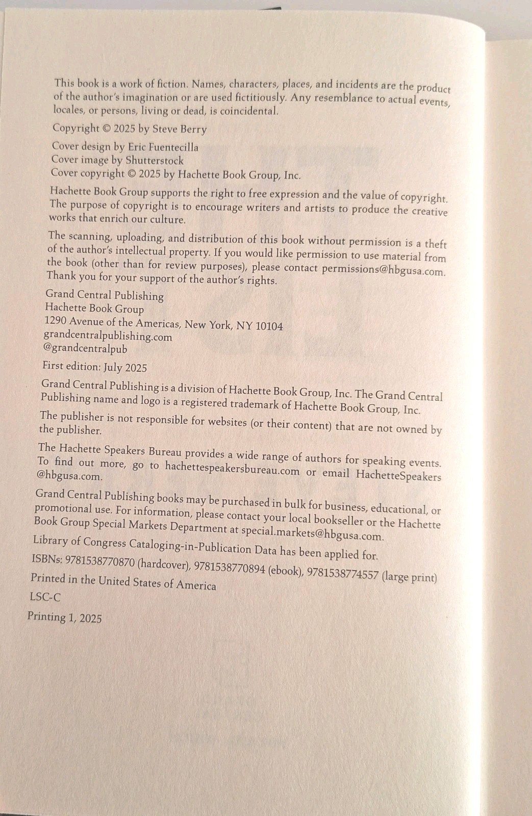 List by Steve Berry (2025, Hardcover)