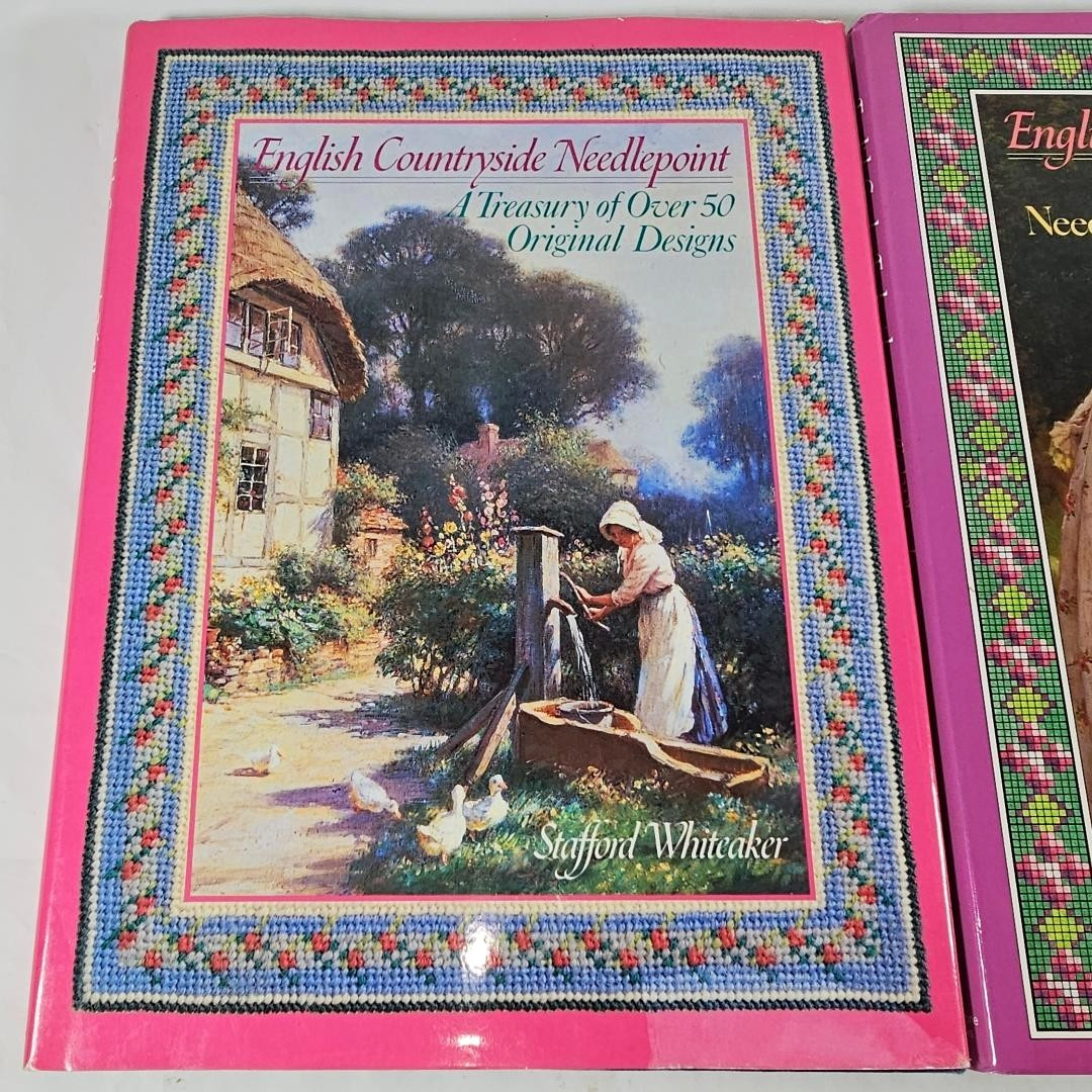 2 Books English Countryside Needlepoint & Garden Embroidery Stafford Whiteaker
