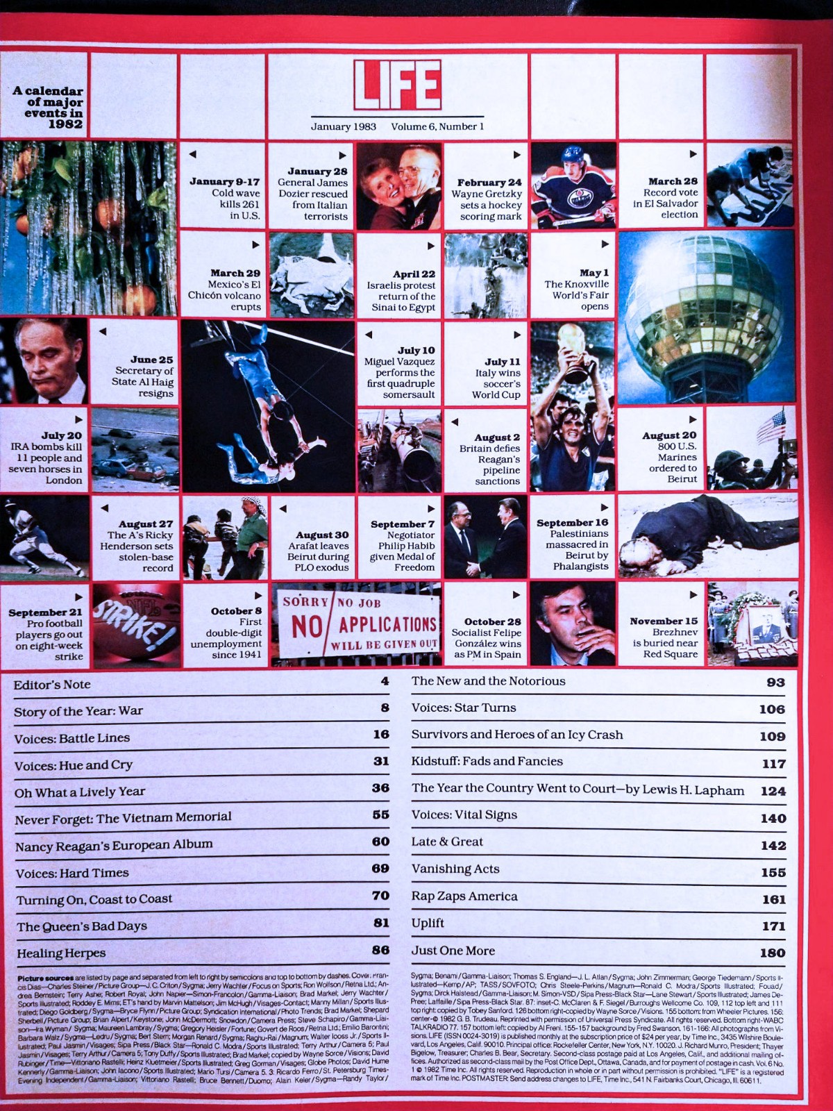 LIFE Magazine Jan 1, 1983 The Year In Pictures 1982 Special Issue Vol 6 No 1