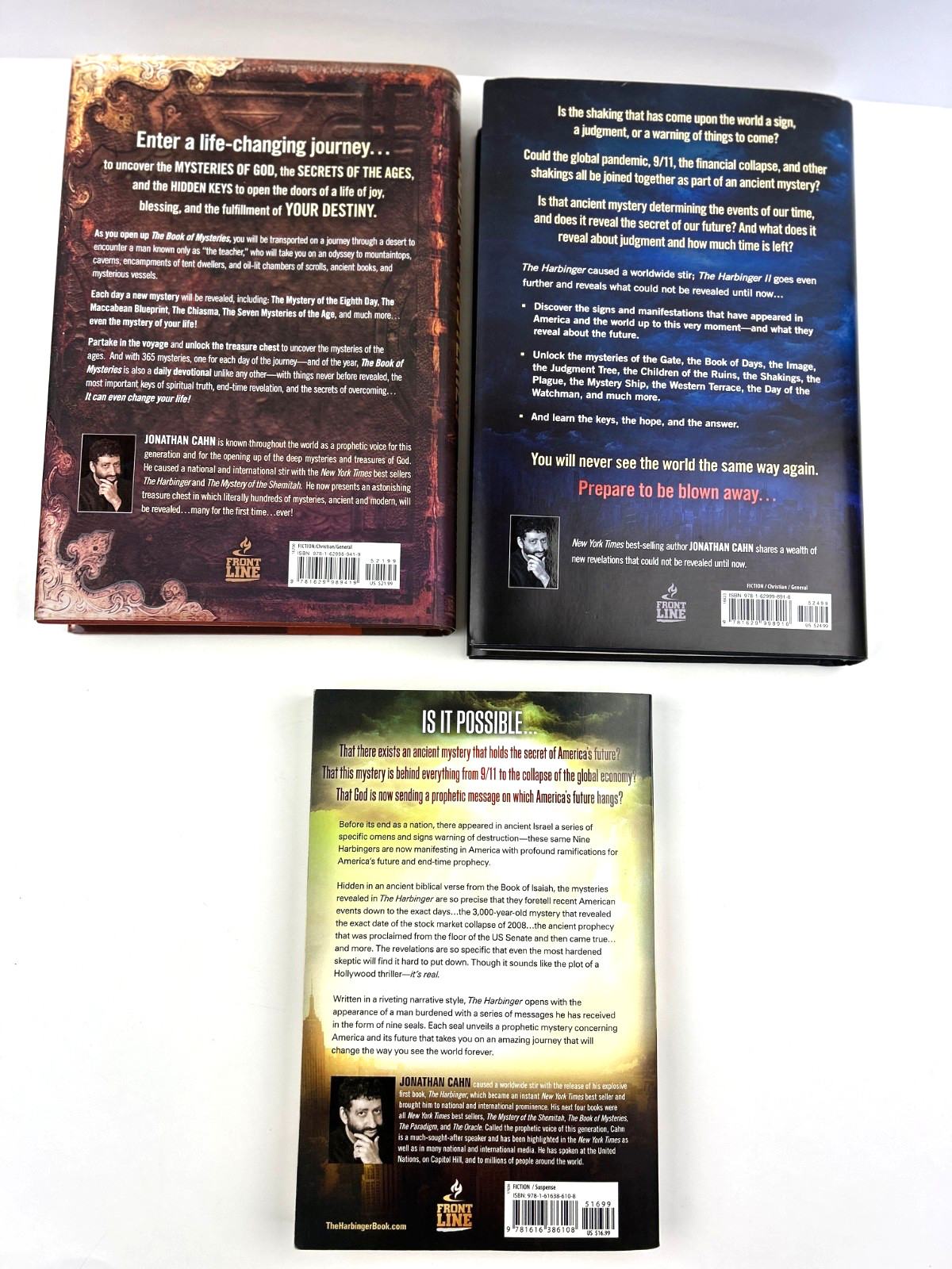 Lot of 3 Jonathan Cahn Books The Harbinger I and II and Book of Mysteries
