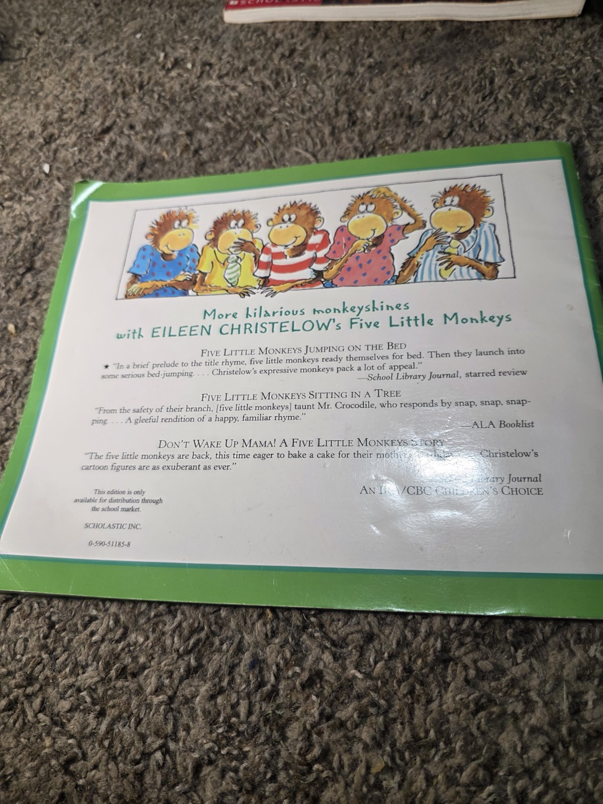 Eileen Christelow Five Little Monkeys With Nothing To Do Picture Book