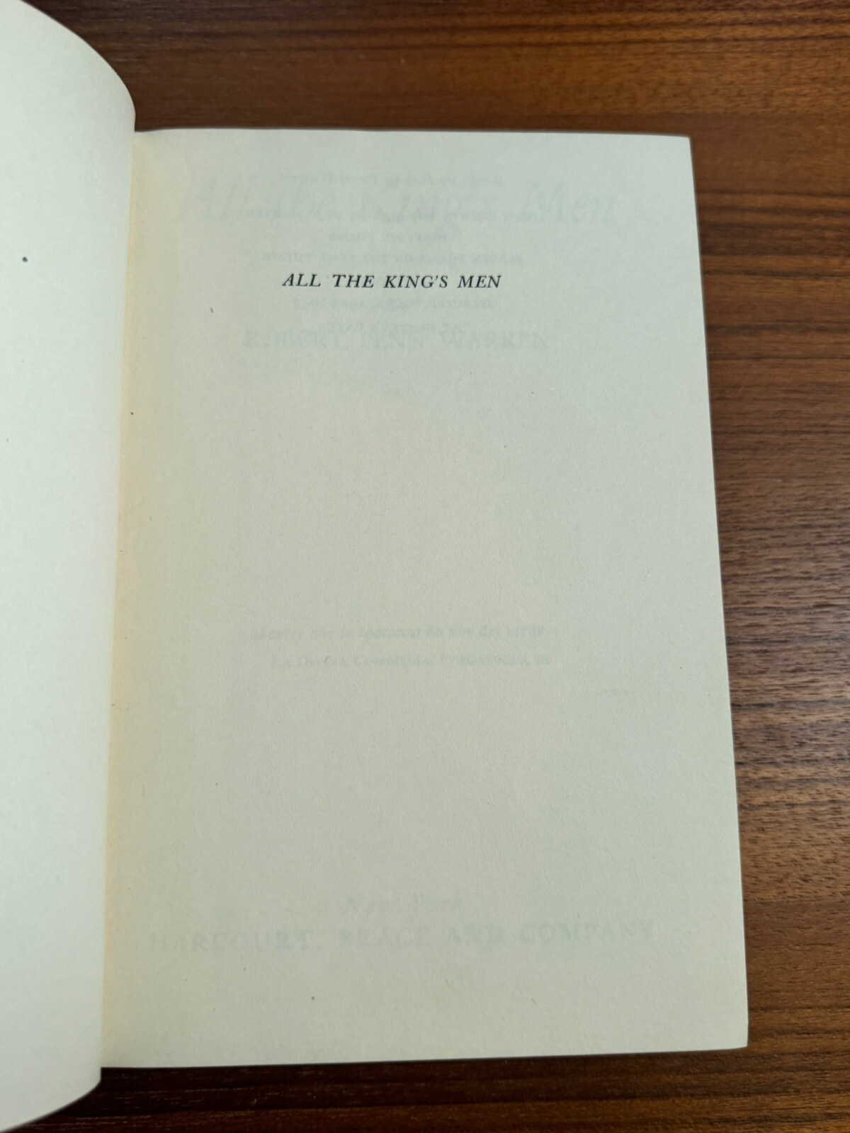 All the Kings Men by Robert Penn Warren 1946 Harcourt Brace and Company HC DJ