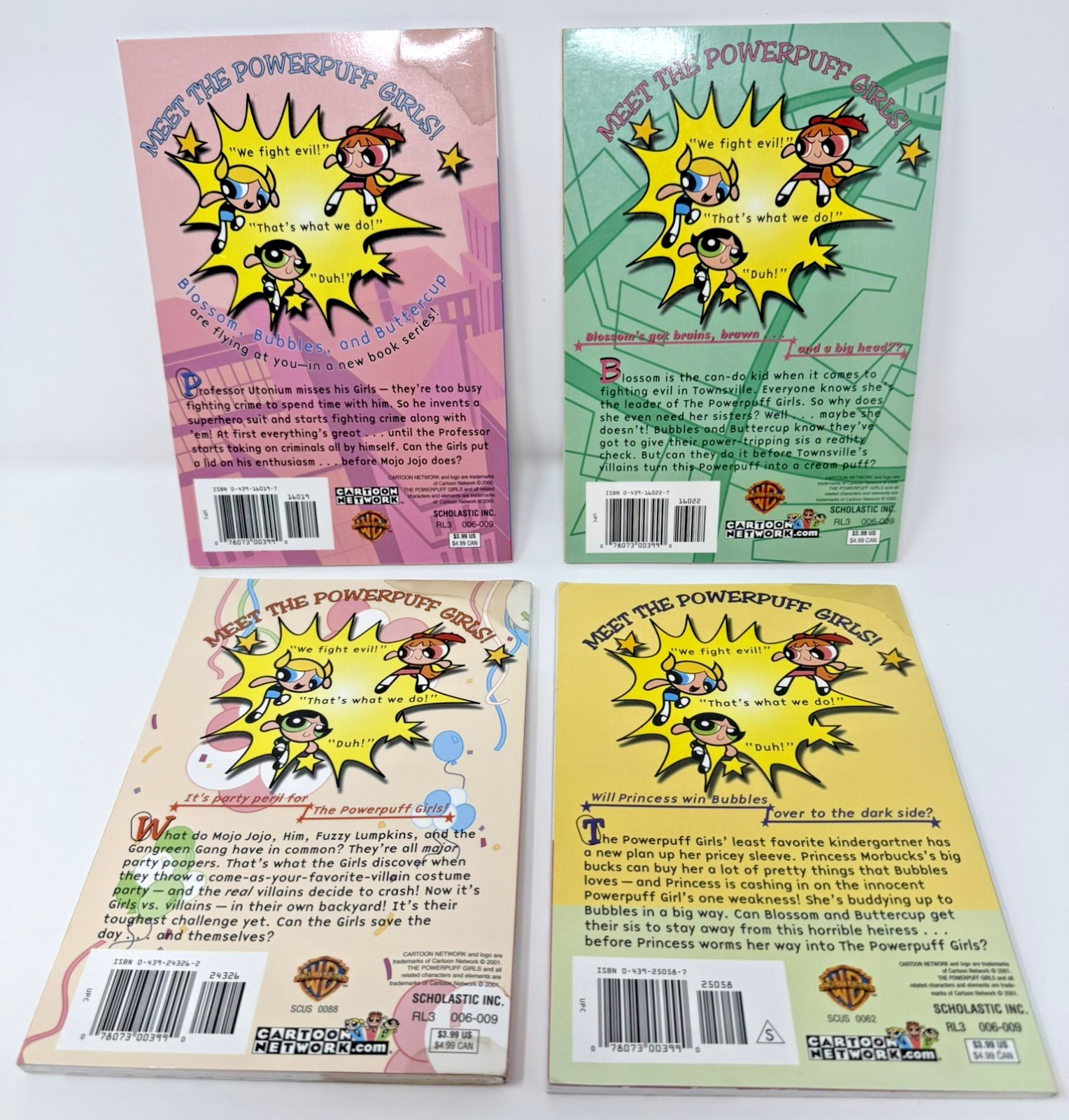 Lot of 4 Powerpuff Girls Chapter Books #1, 4, 6, 7 2000 Cartoon Network
