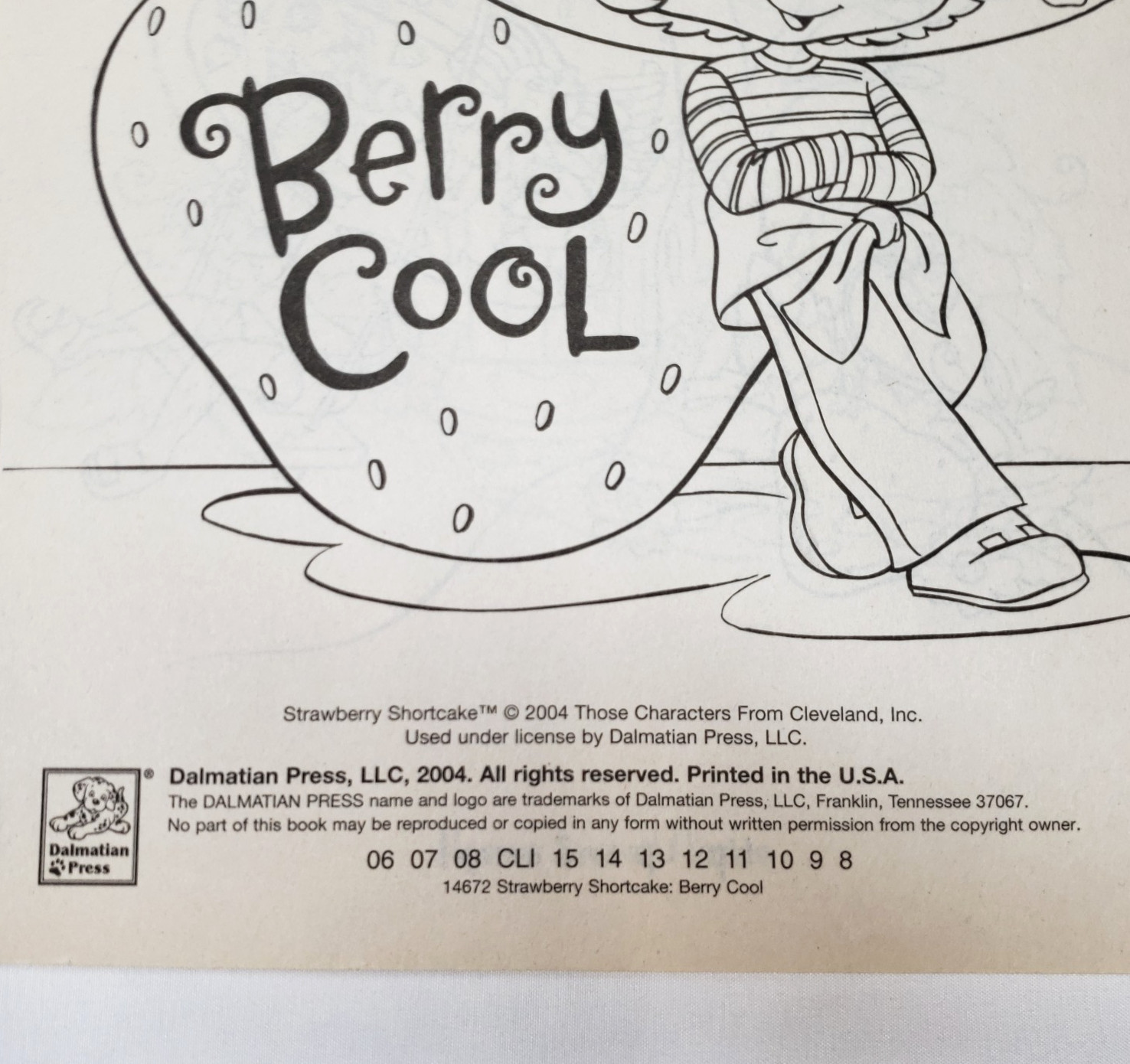 Strawberry Shortcake Coloring Book Dalmatian Press Vintage 2004 USED Berry Cool