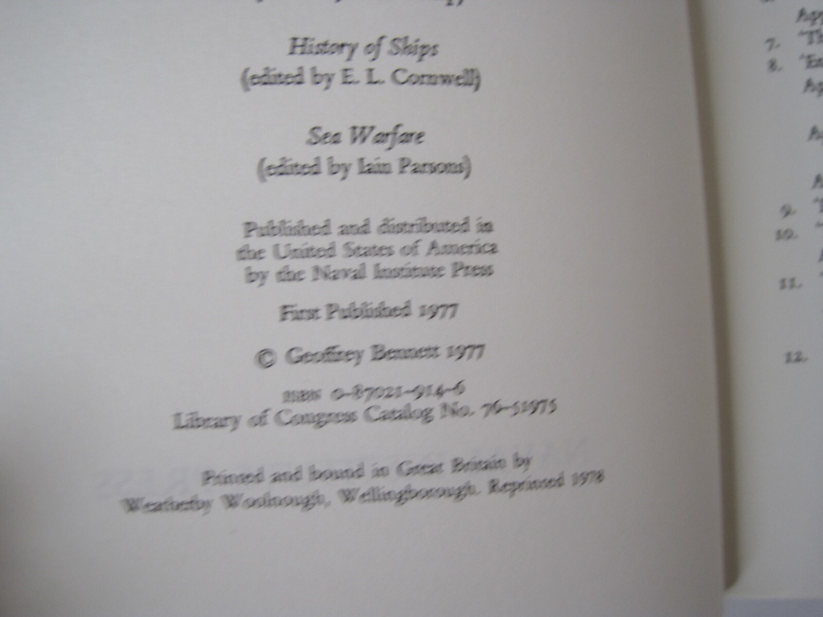 The Battle of Trafalgar by Geoffrey Bennet Hardcover 1978 Naval Institute Press