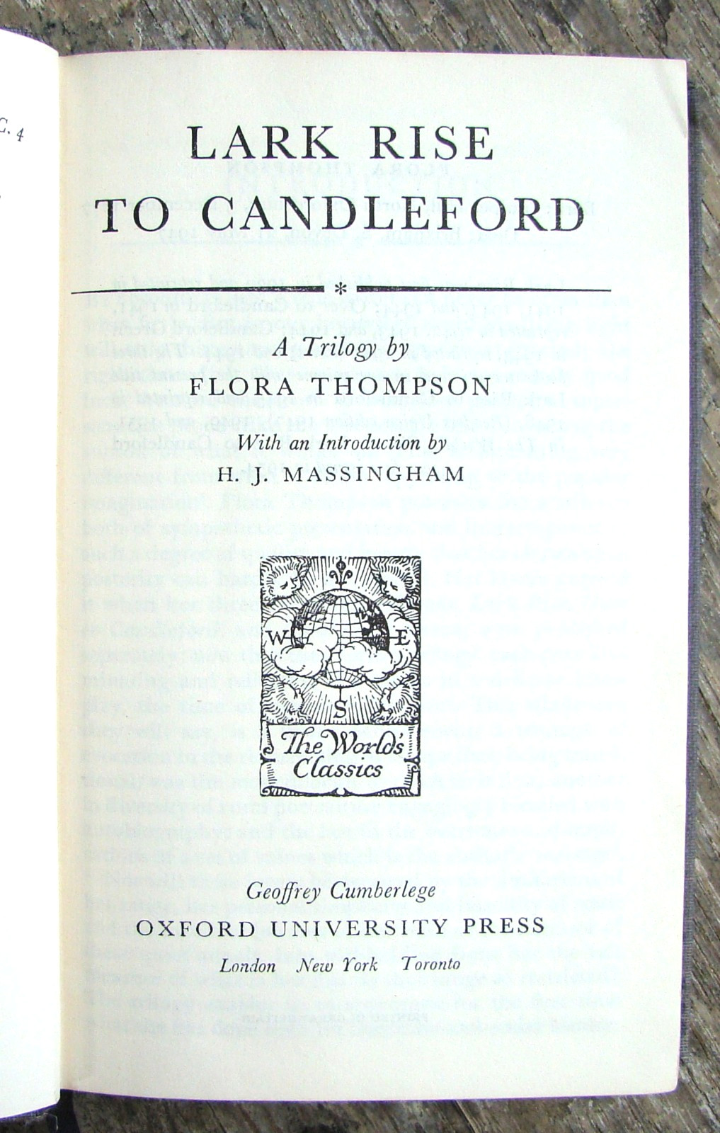 Lark Rise To Candleford ~1954 Vintage~ Thompson Trilogy Oxford & Buckinghamshire