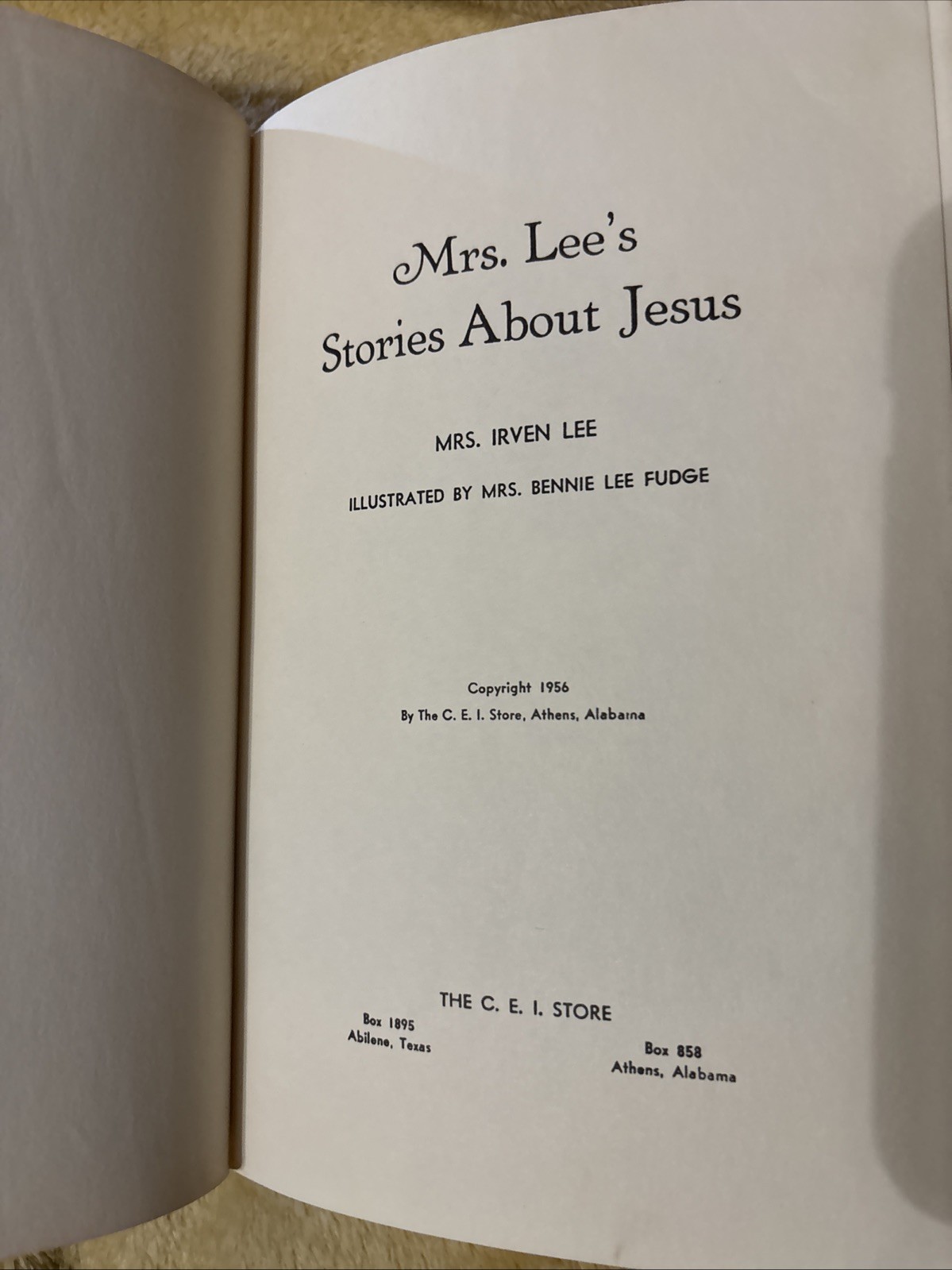 Mrs. Lee’s Stories About Jesus by Mrs. Irvin Lee Hardcover 1st Edition 1956
