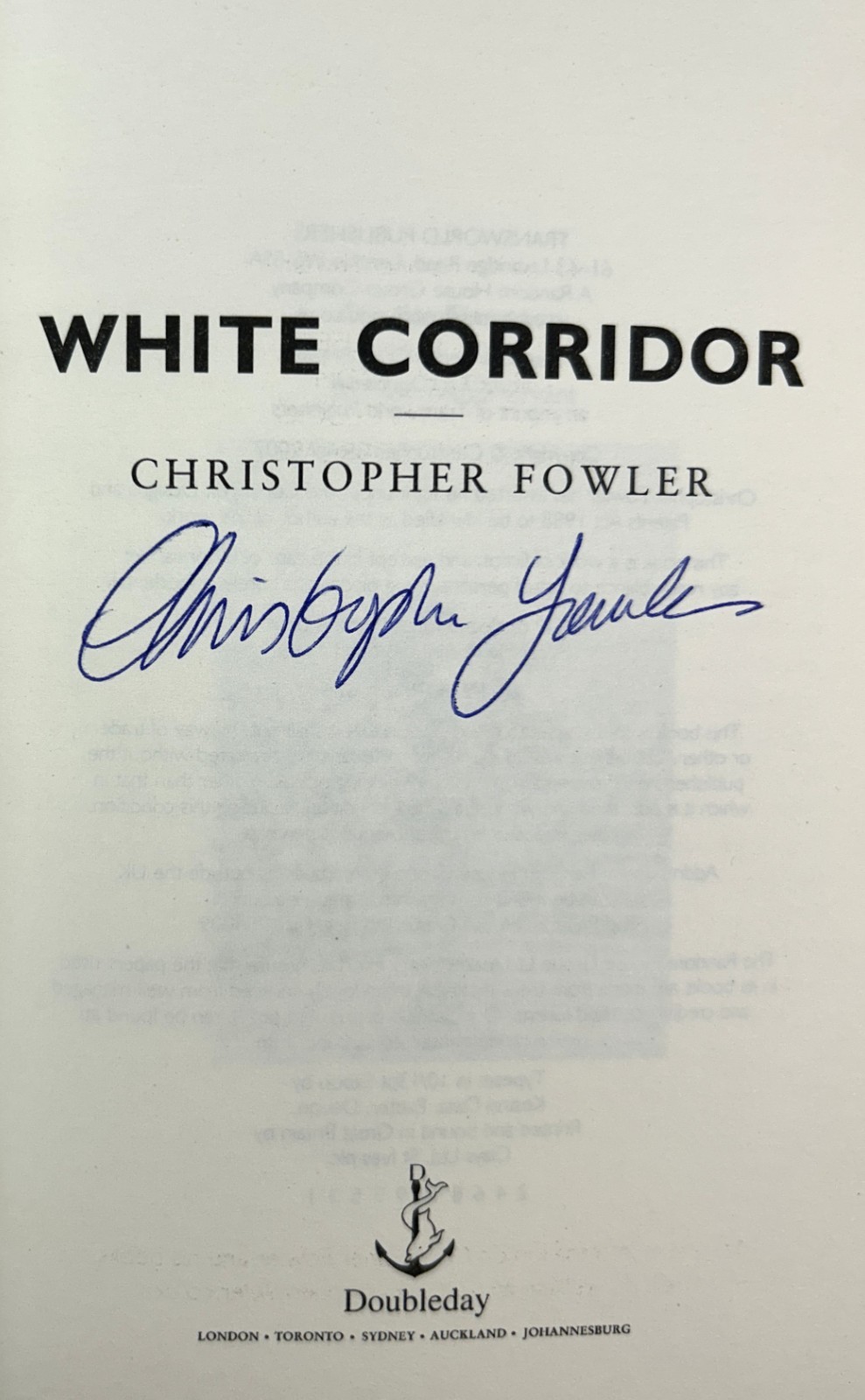 White Corridor (Bryant & May #5) by Christopher Fowler 2007 SIGNED HB 1st Ed