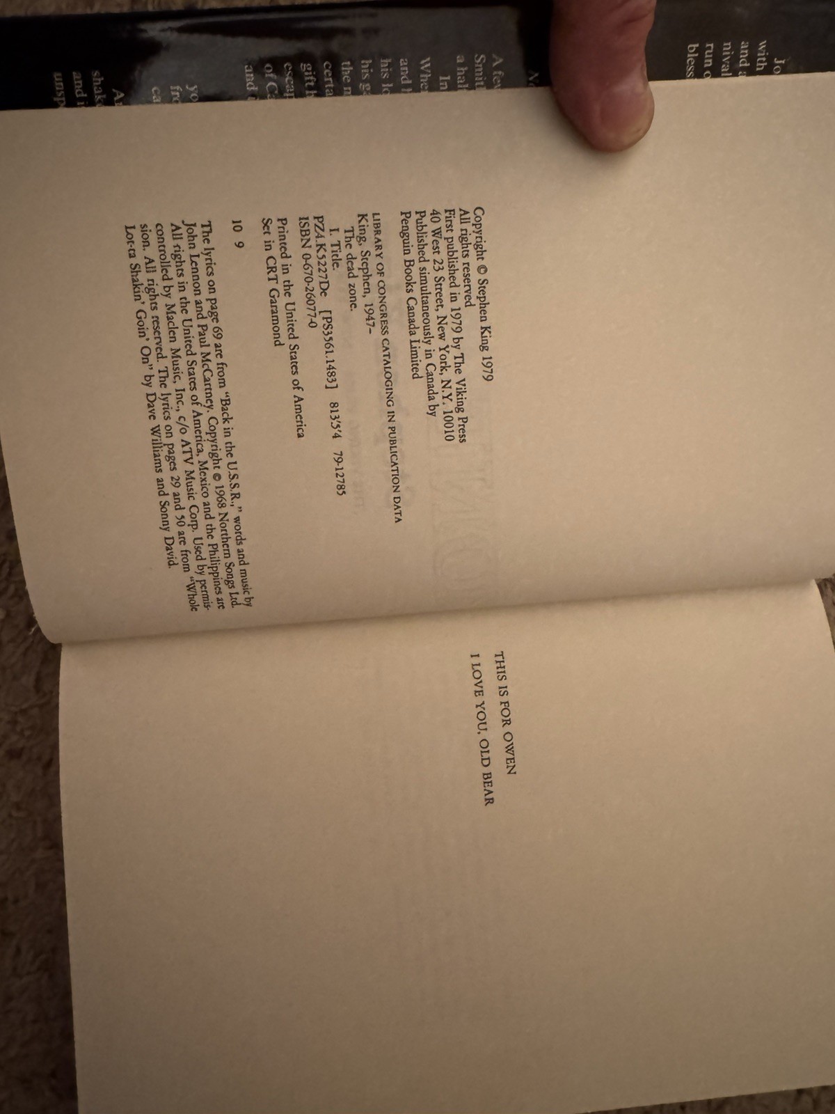 Stephen King The Dead Zone  Viking Press HARDCOVER – excellent condition