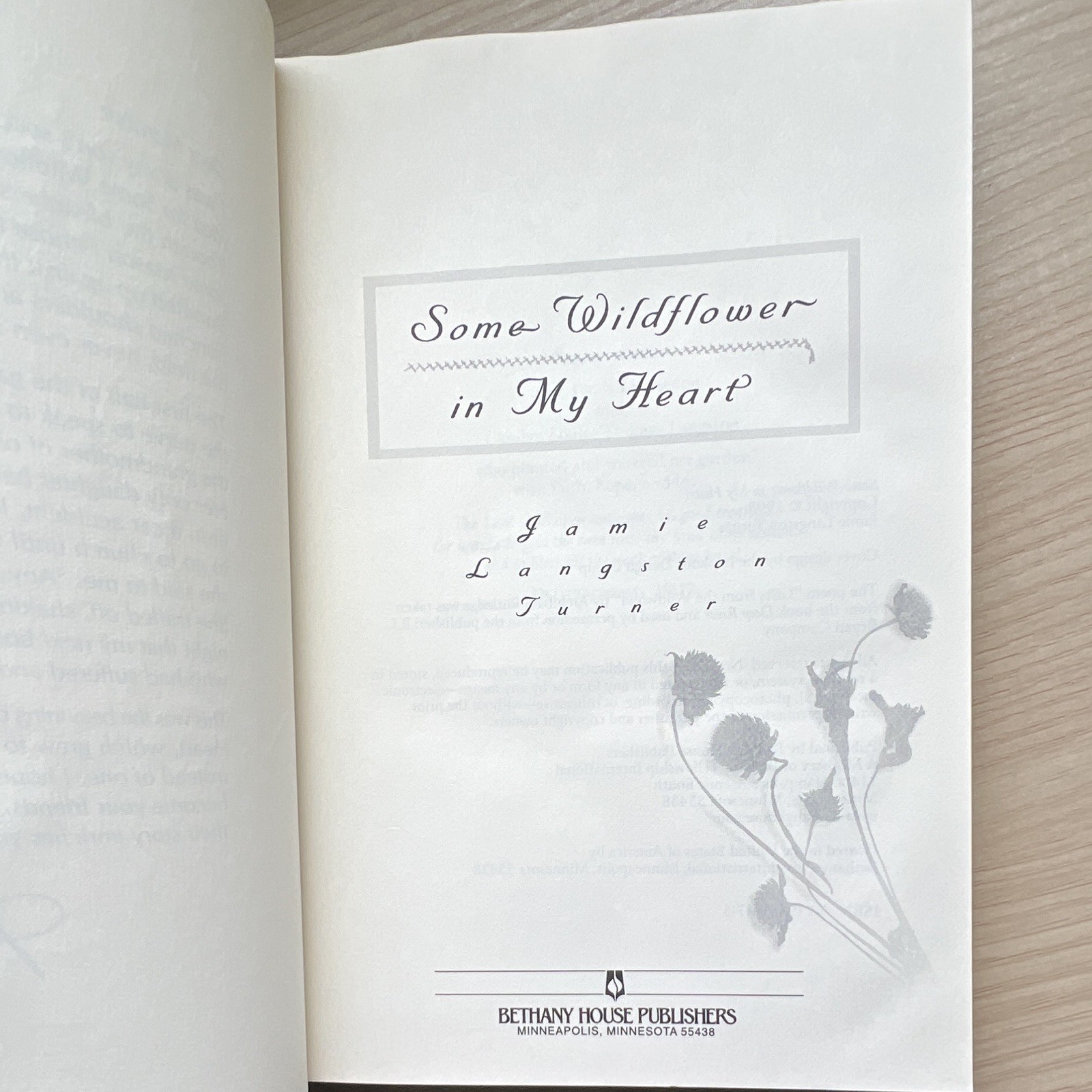 Jamie Langston Turner Some Wildflower in My Heart Hardcover Fiction Bethany 1998