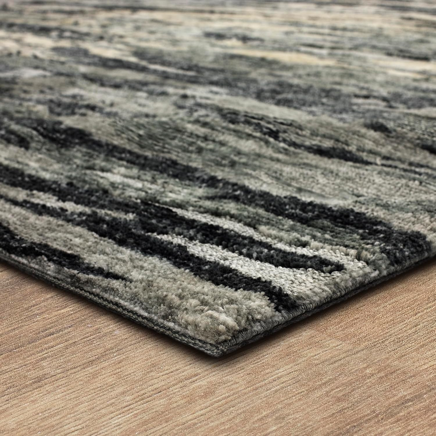 Scott Living Huron Modern Abstract Stripe Charcoal 8′ x 10′ Area Rug