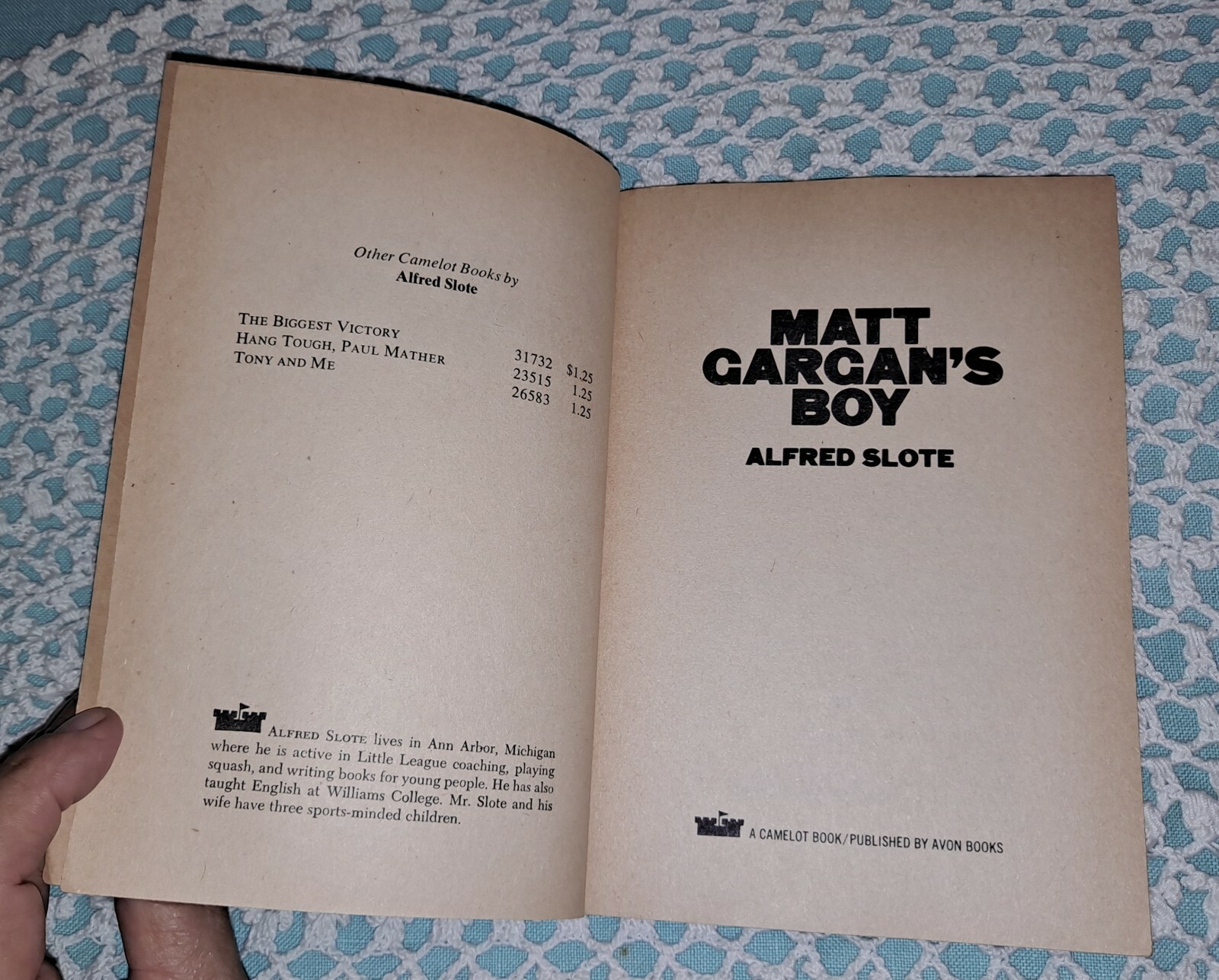 Matt Gargan’s Boy by Alfred Slote, 1977 (2nd Printing), Vintage PB, 158 pages