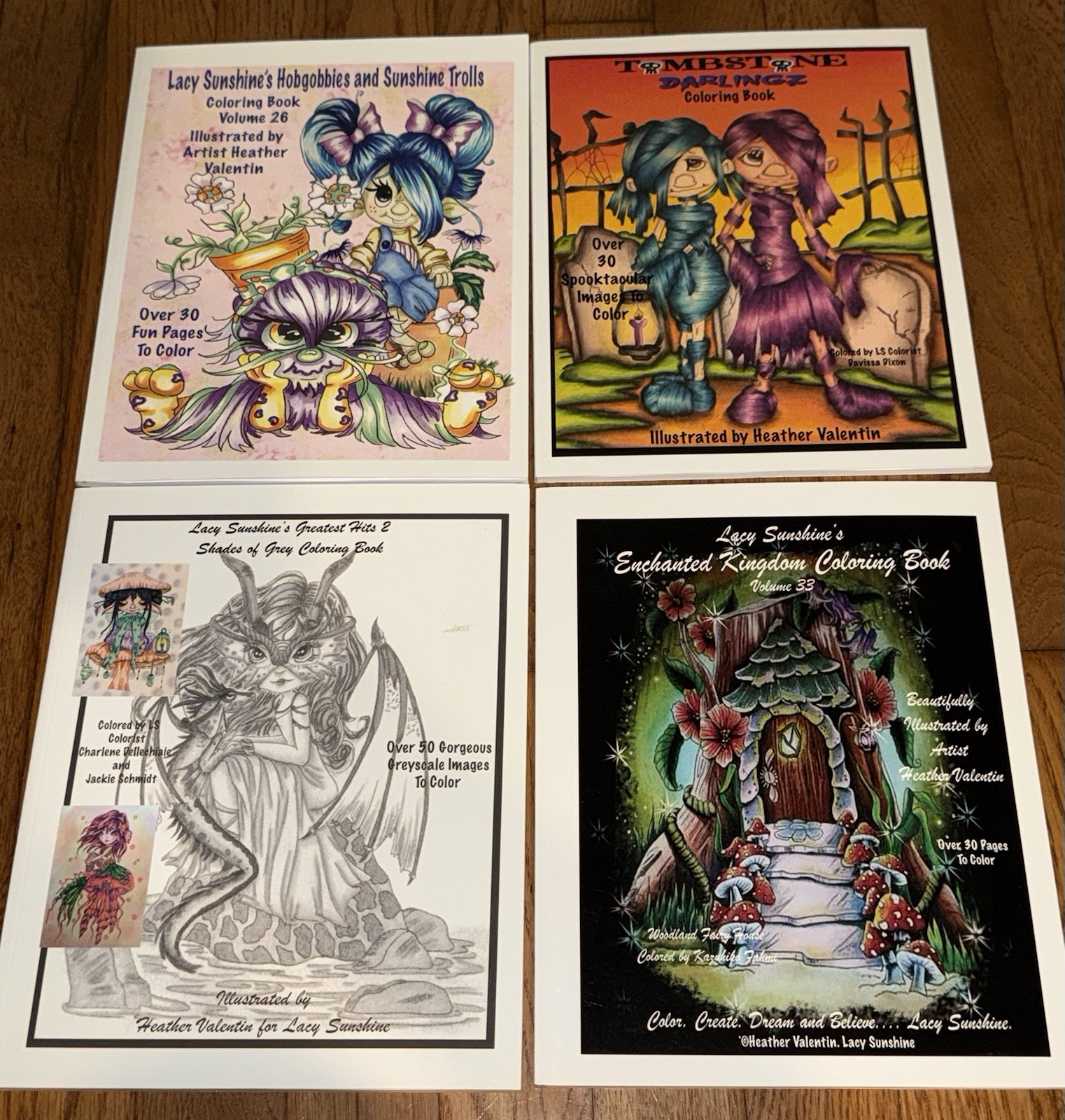 4 Adult Coloring Books: Heather Valentin under the “Lacy Sunshine” brand