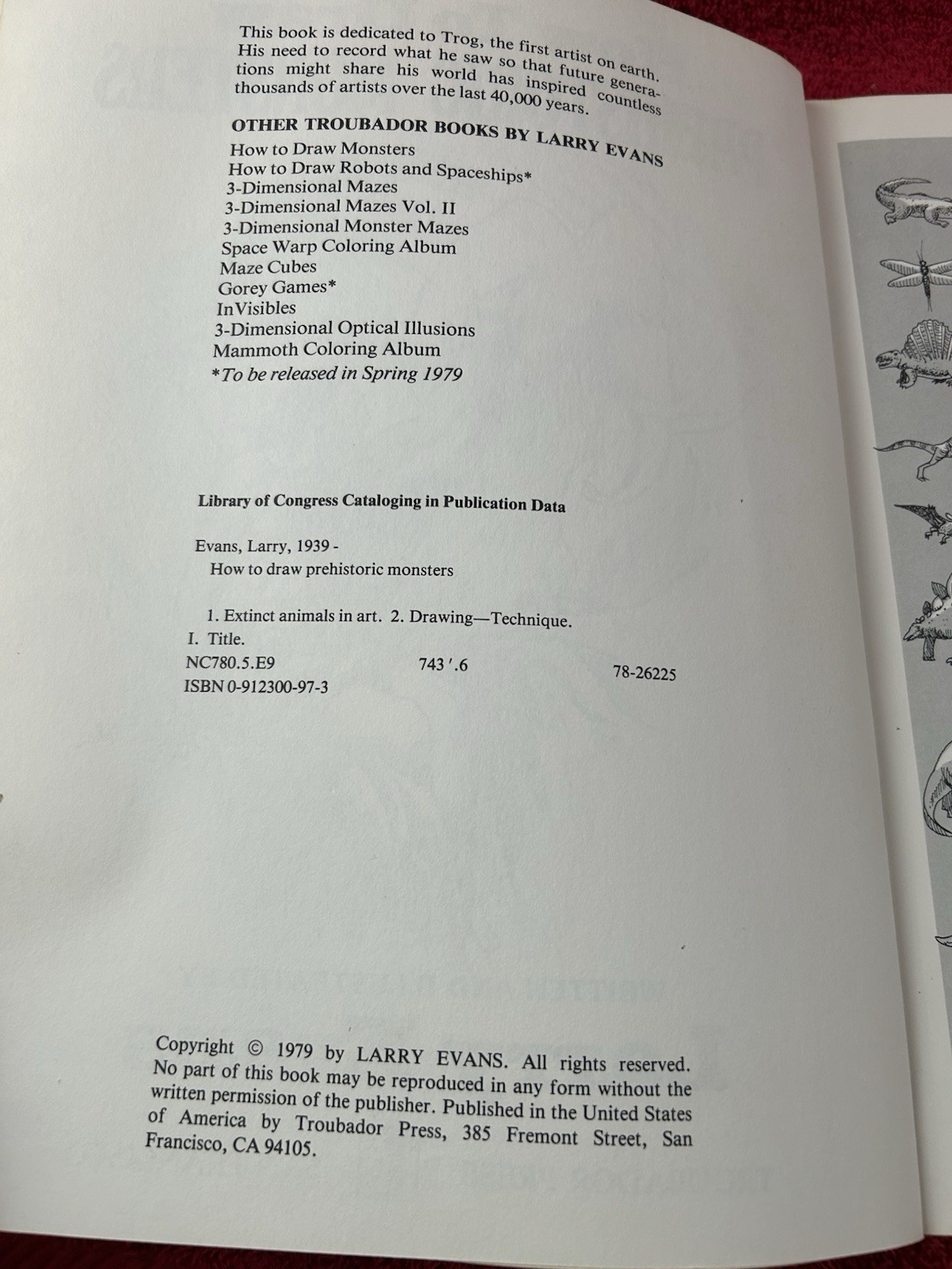HOW TO DRAW PREHISTORIC MONSTERS By Larry Evans 1979 trade paperback