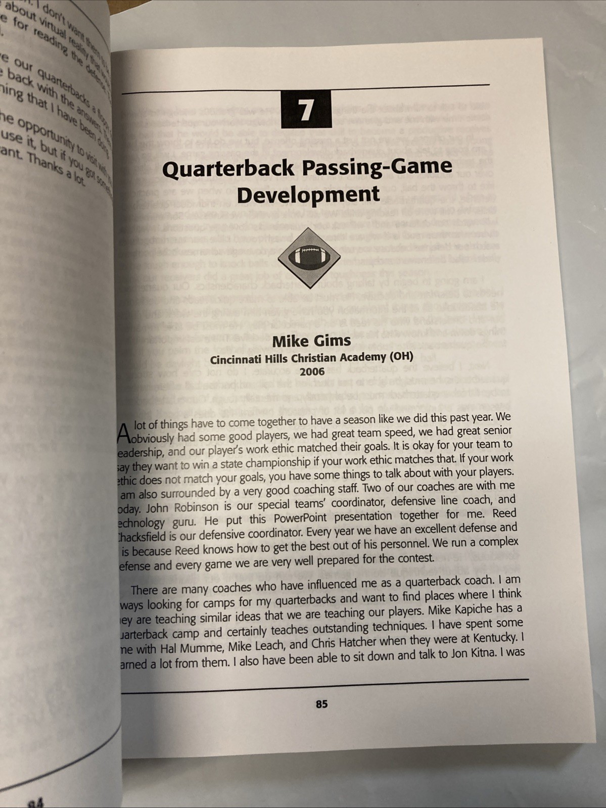 Coaching the Quarterback: By the Experts 2008 edition LIKE NEW