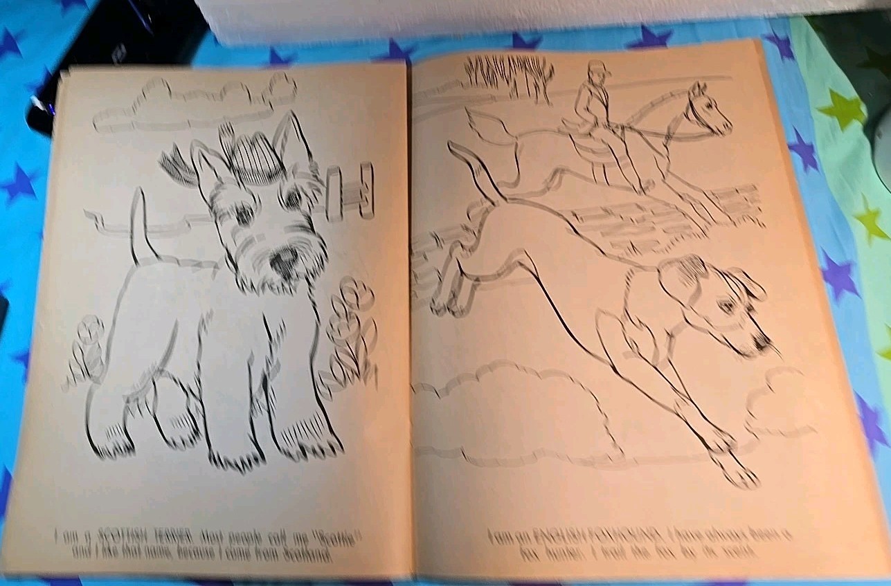 Vintage 1975 Giant Coloring Book “I LOVE DOGS” 11X14.5